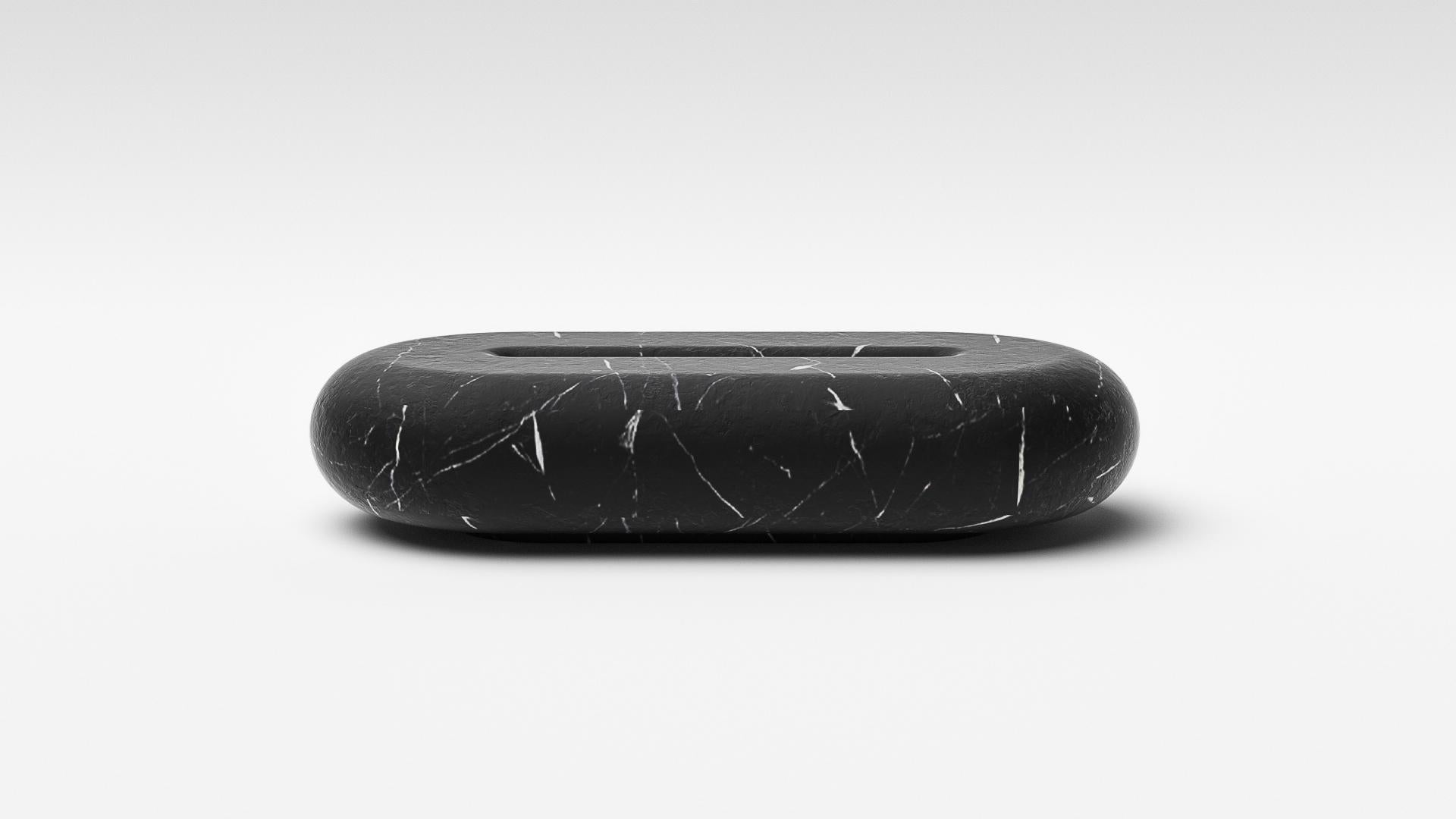 Marble Solid Nero Maquina Glyph Coffee Table by Arthur Vallin For Sale