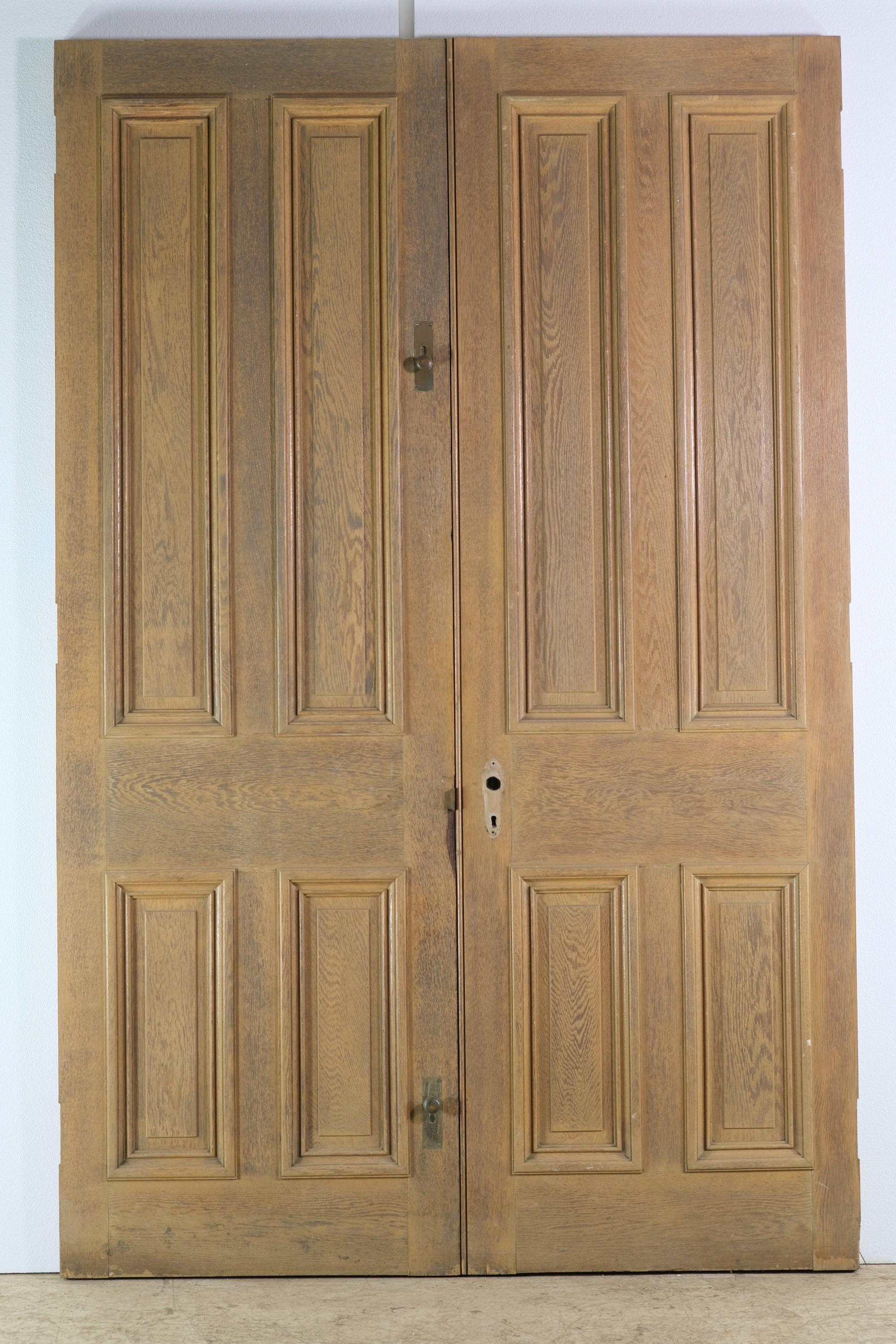 Solid Oak 4 Pane Passage Double Doors 89.5 x 57.5 1