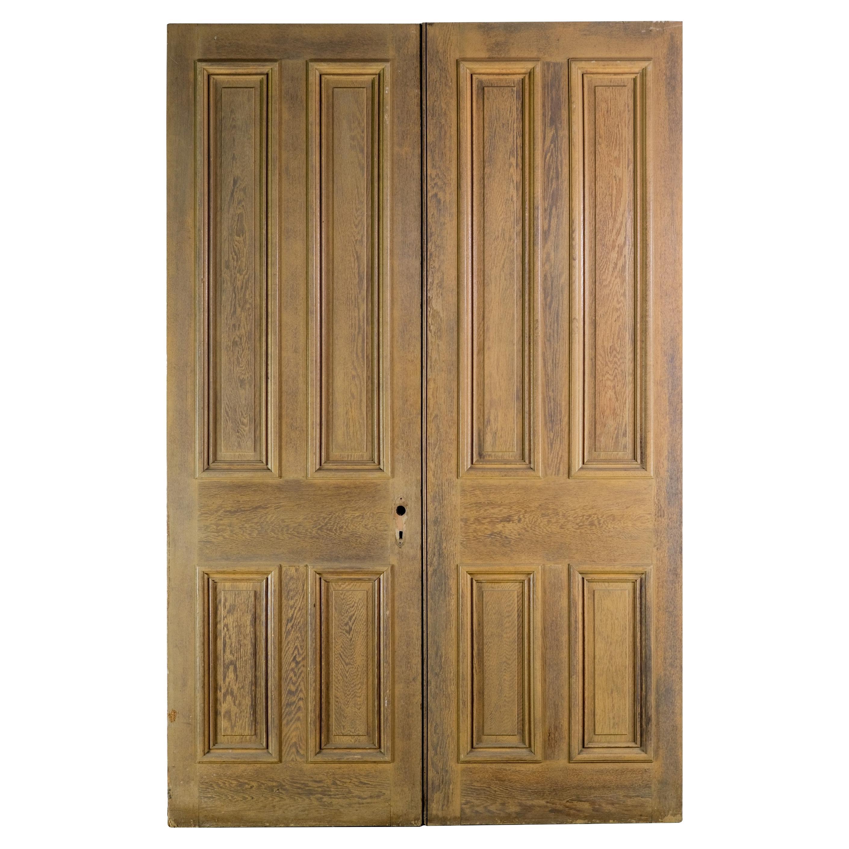 Solid Oak 4 Pane Passage Double Doors 89.5 x 57.5