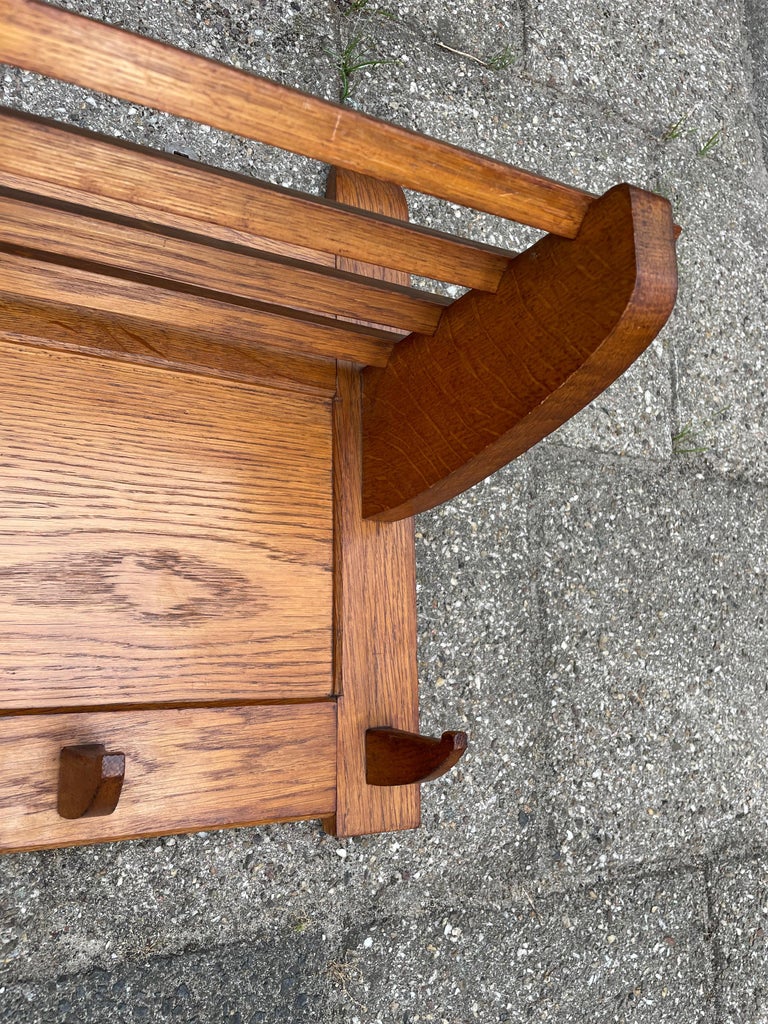 Solid Oak and All Hand-Crafted Dutch Arts and Crafts Wall Coat Rack ...