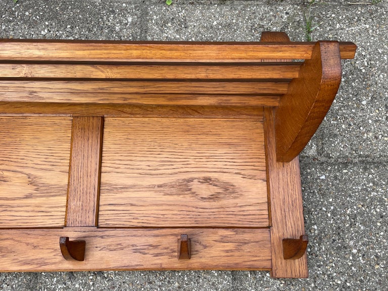 Solid Oak and All Hand-Crafted Dutch Arts and Crafts Wall Coat Rack ...