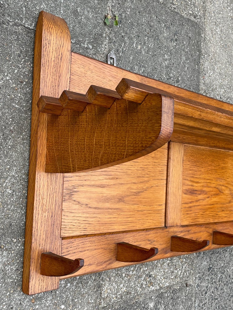 Solid Oak and All HandCrafted Dutch Arts and Crafts Wall Coat Rack