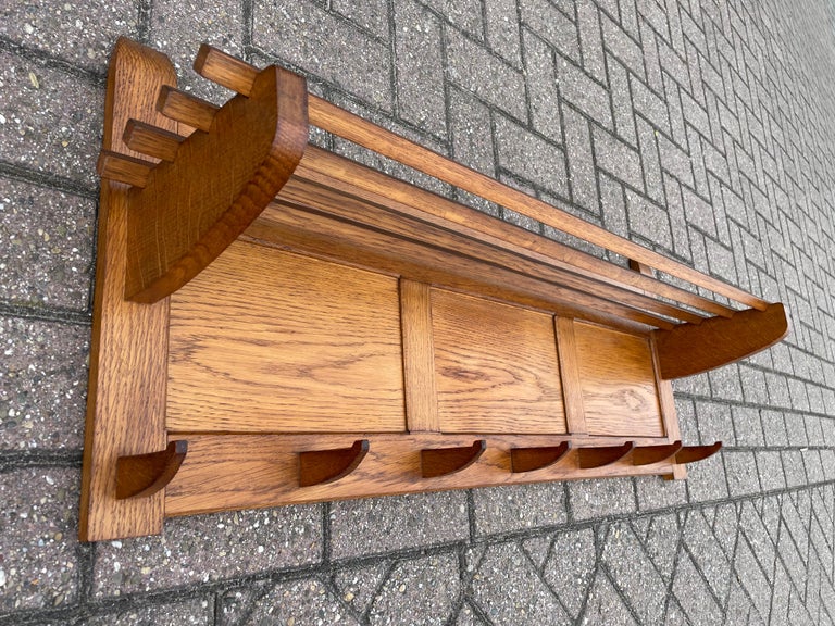 Solid Oak and All HandCrafted Dutch Arts and Crafts Wall Coat Rack