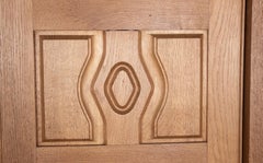 Solid oak and Danikowski faience tile double sideboard by Guillerme et Chambron.