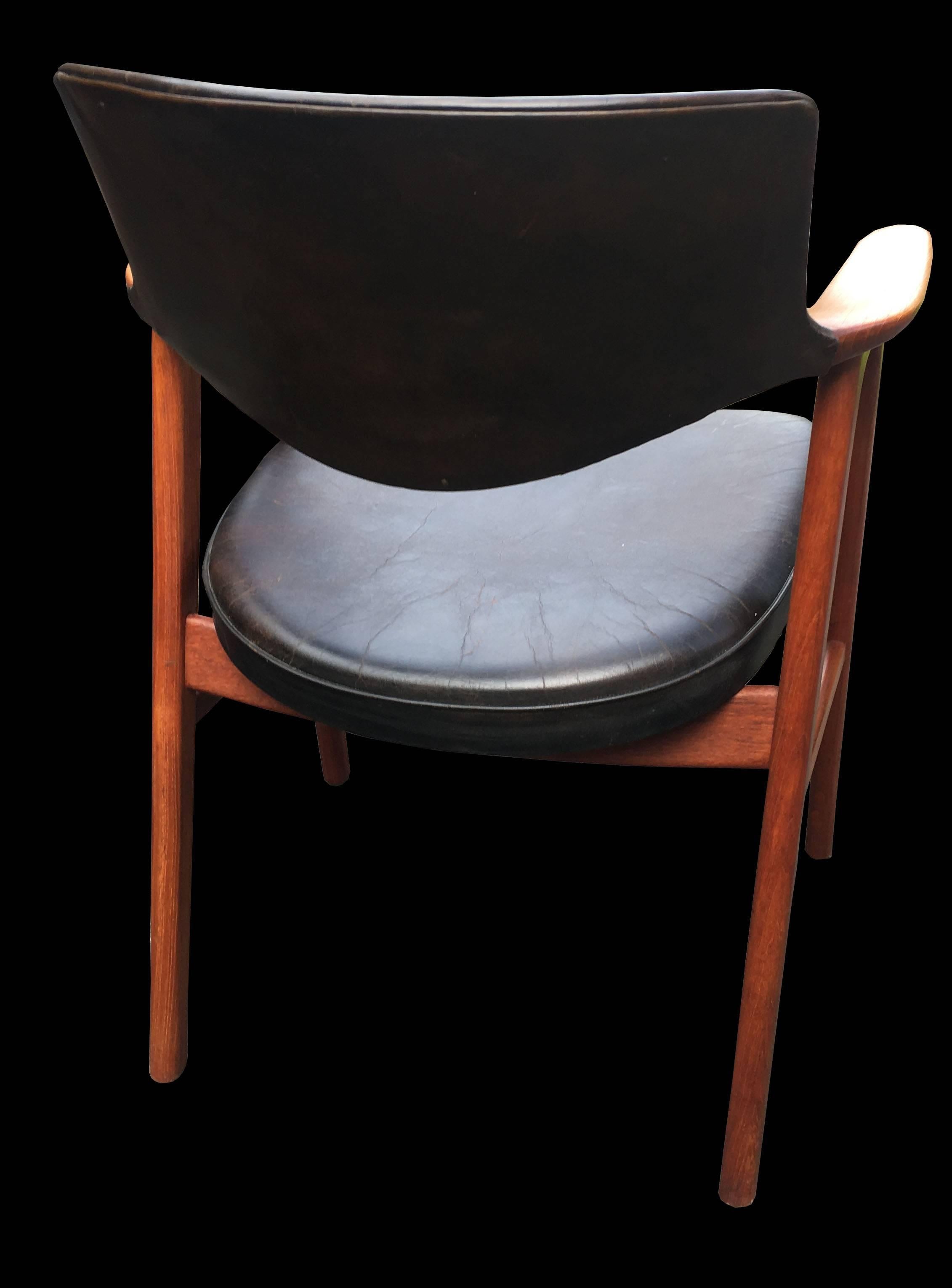 Scandinavian Modern Solid Oak and Leather Desk or Armchair by Erik Kirkegaard