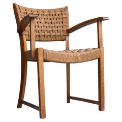 Solid Oak and Rope Armchair, Mid-Century Modern, France, 1950's