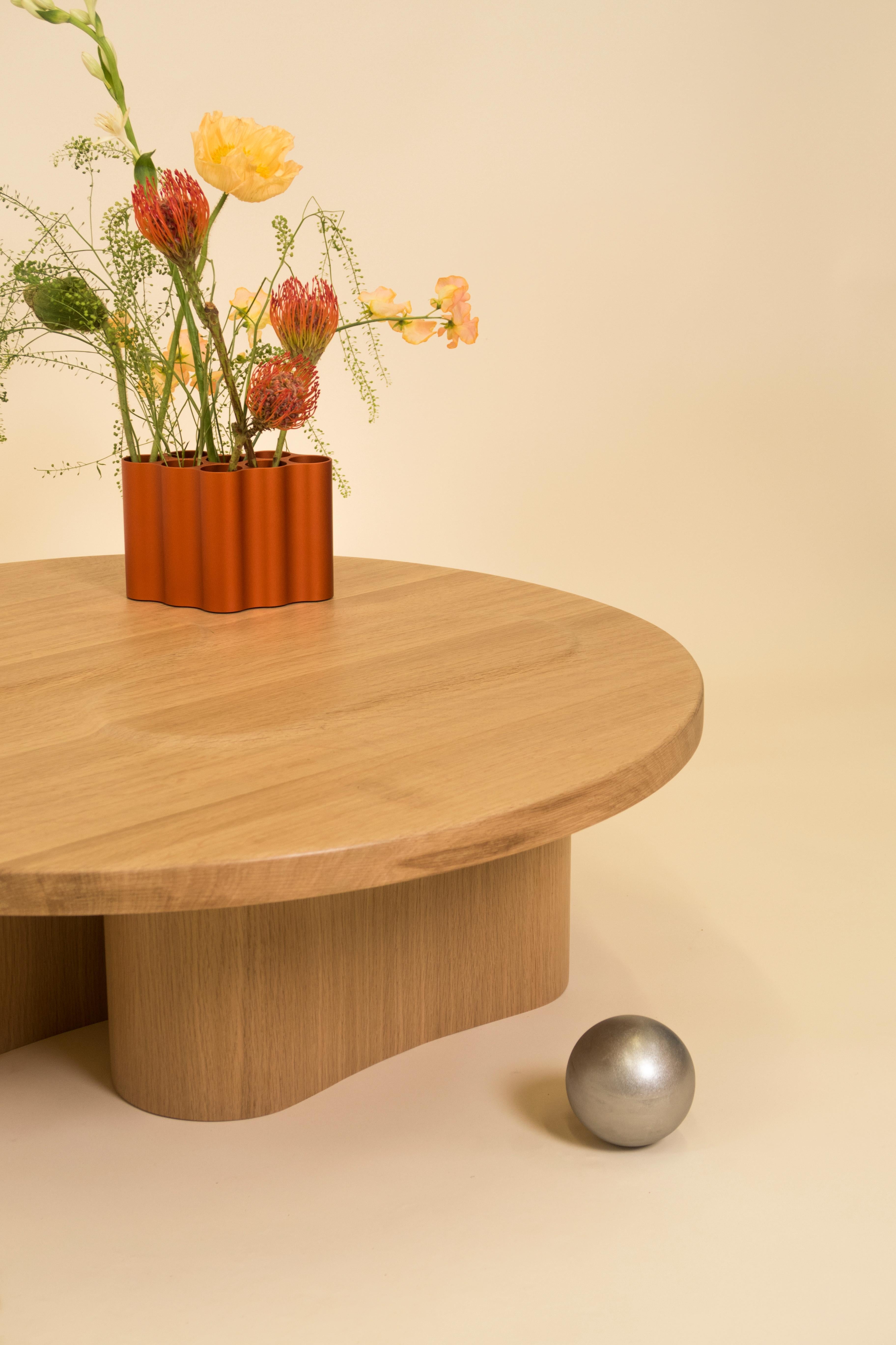 Contemporary Solid Oak and Veneer Coffee Table by Helder Barbosa