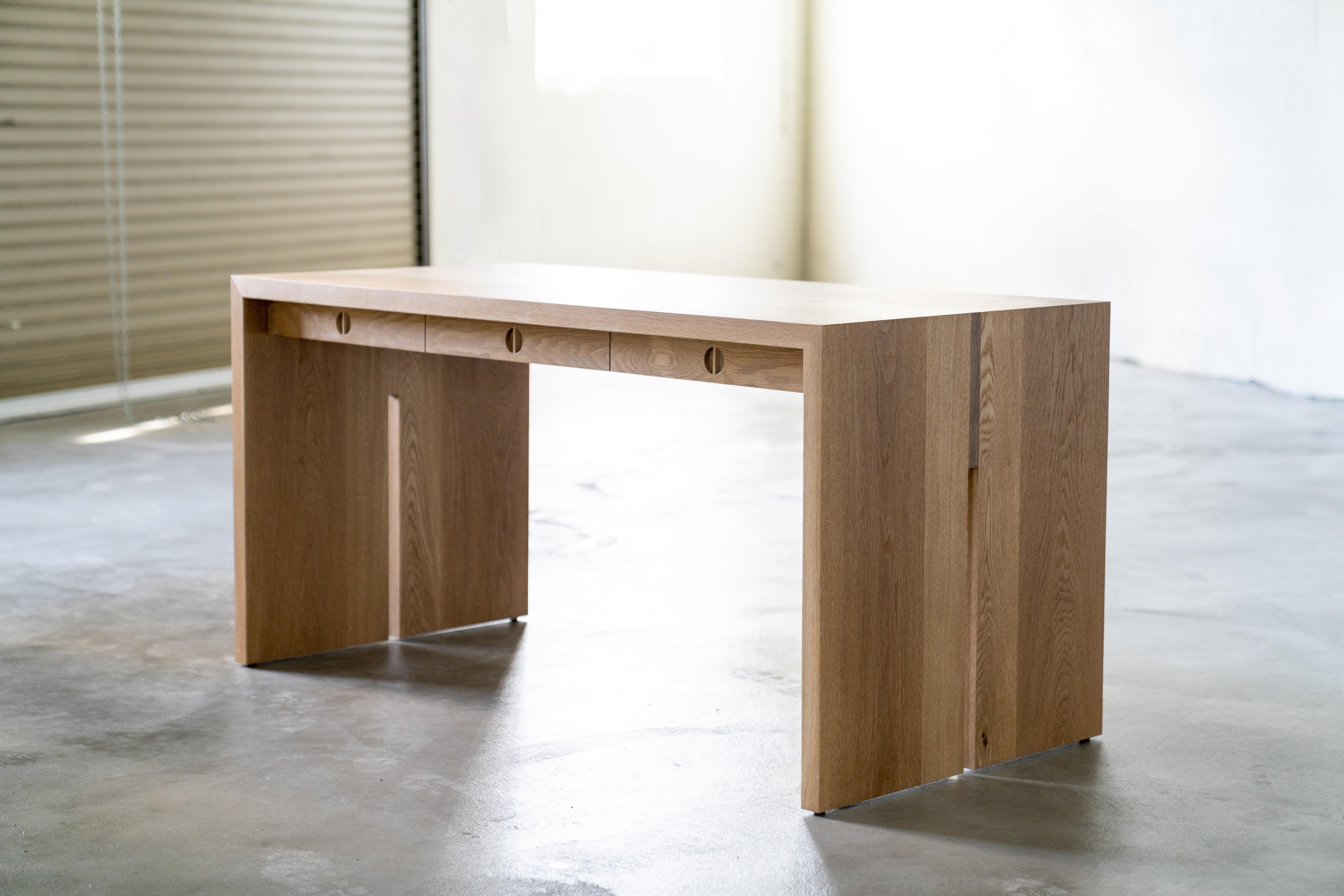 Moderno Solid Oak and Walnut Jameson Desk by Lynnea Jean, In-stock in vendita