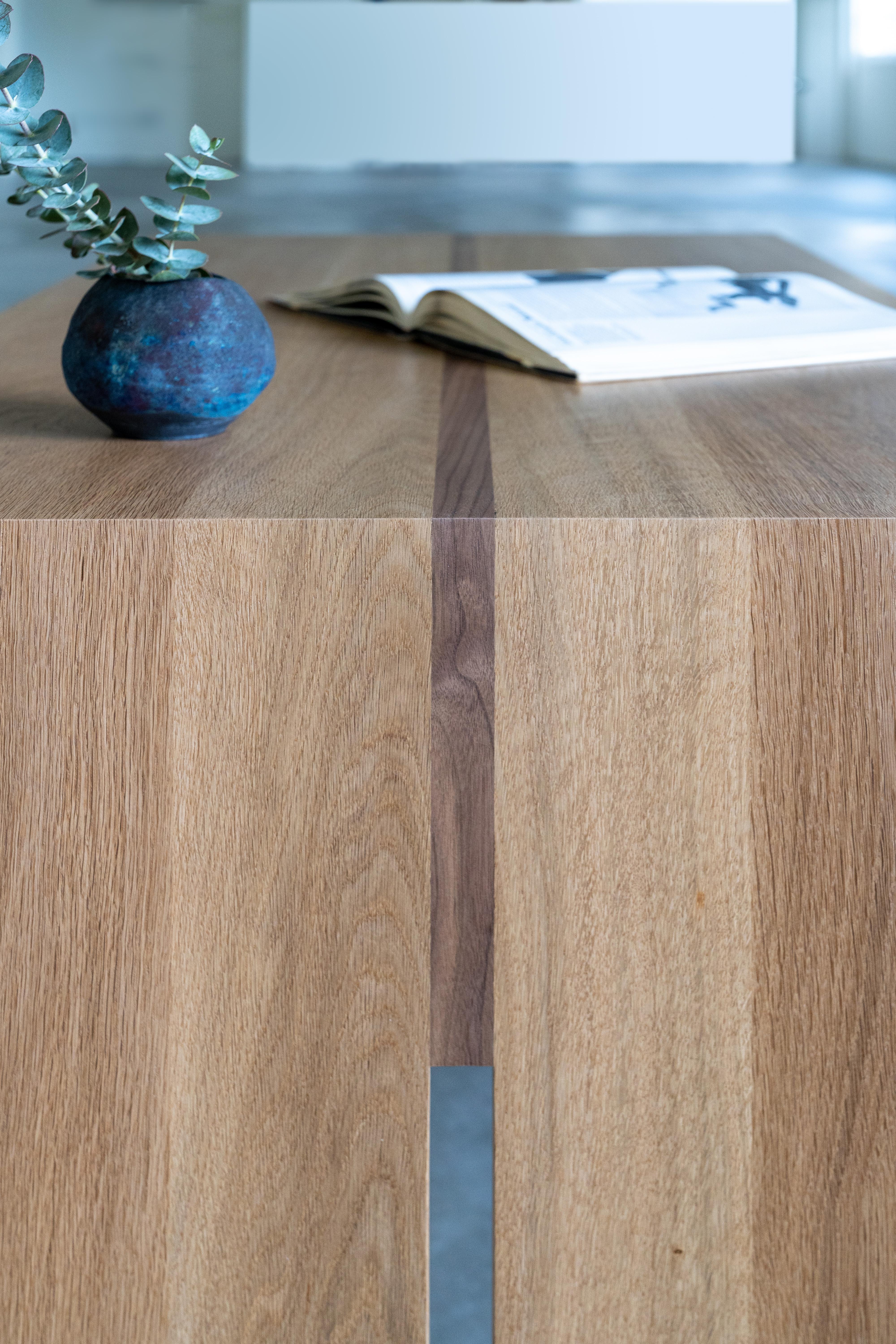 Fatto a mano Solid Oak and Walnut Jameson Desk by Lynnea Jean, In-stock in vendita