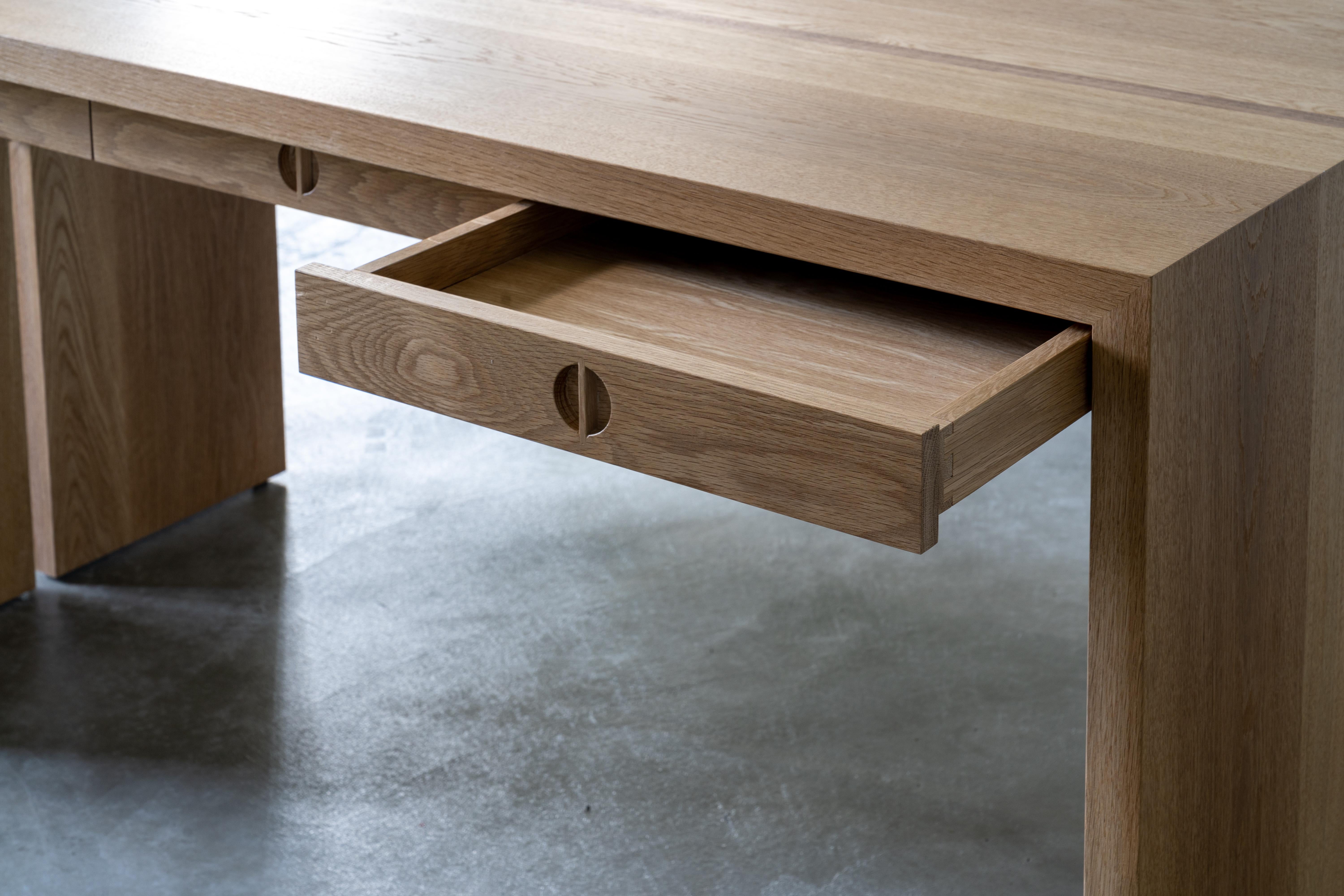 Legno massiccio Solid Oak and Walnut Jameson Desk by Lynnea Jean, In-stock in vendita