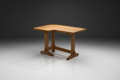 Solid Oak Architect's Desk, France 1960s