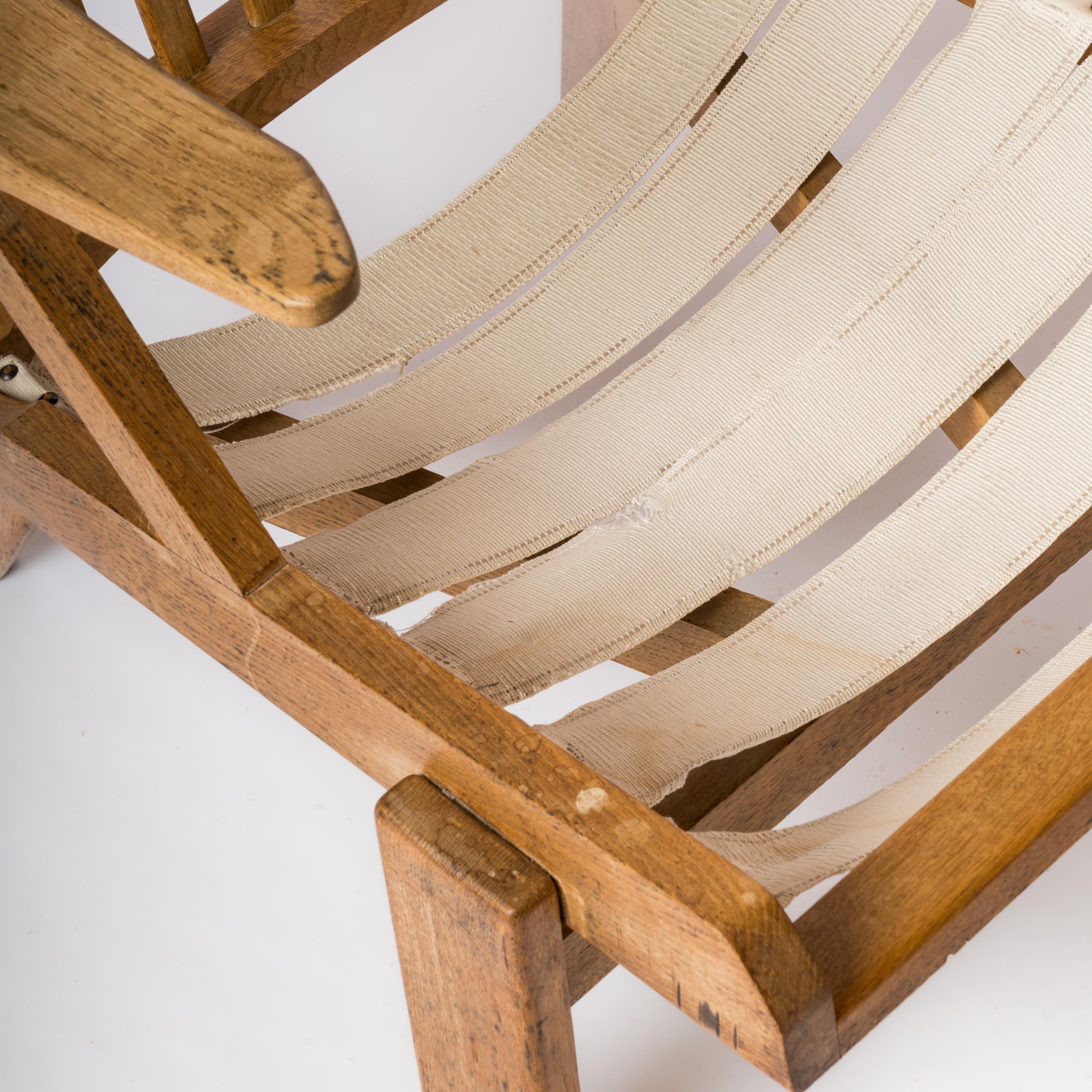 Late 20th Century Solid Oak Armchair by Guillerme & Chambron - France 1970's For Sale