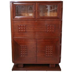 Solid Oak Art Deco Cabinet by Charles Dudouyt