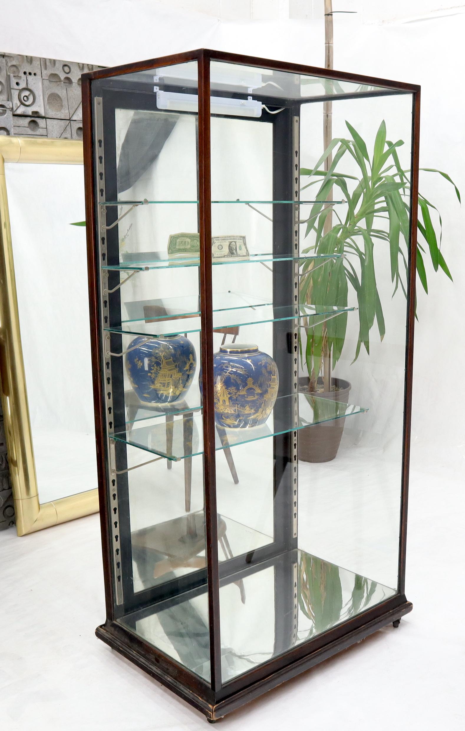 Solid Oak Art Deco Era Cube Shape Adjustable Shelves Show Case Vitrine For Sale 4