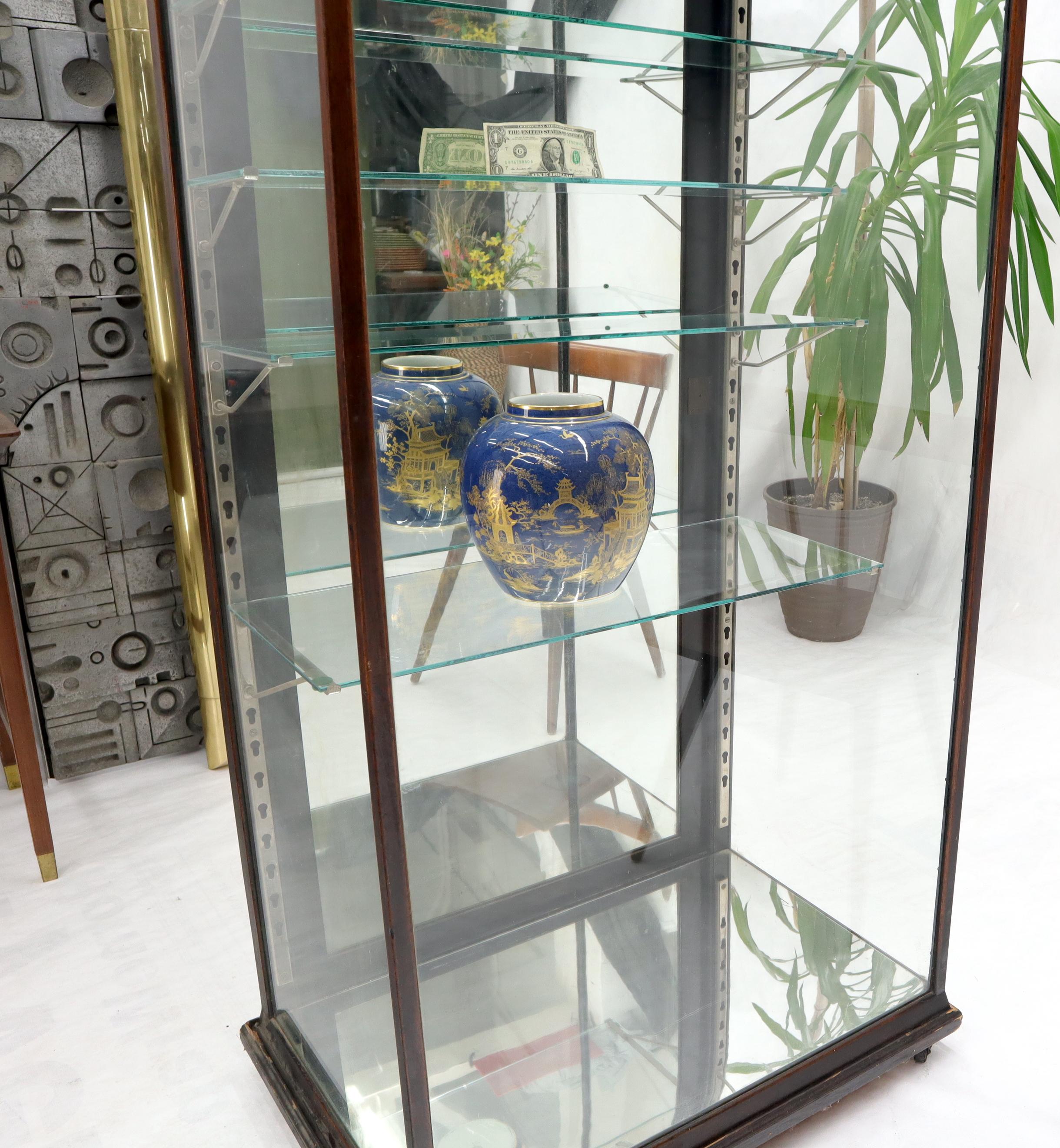 Solid Oak Art Deco Era Cube Shape Adjustable Shelves Show Case Vitrine For Sale 5