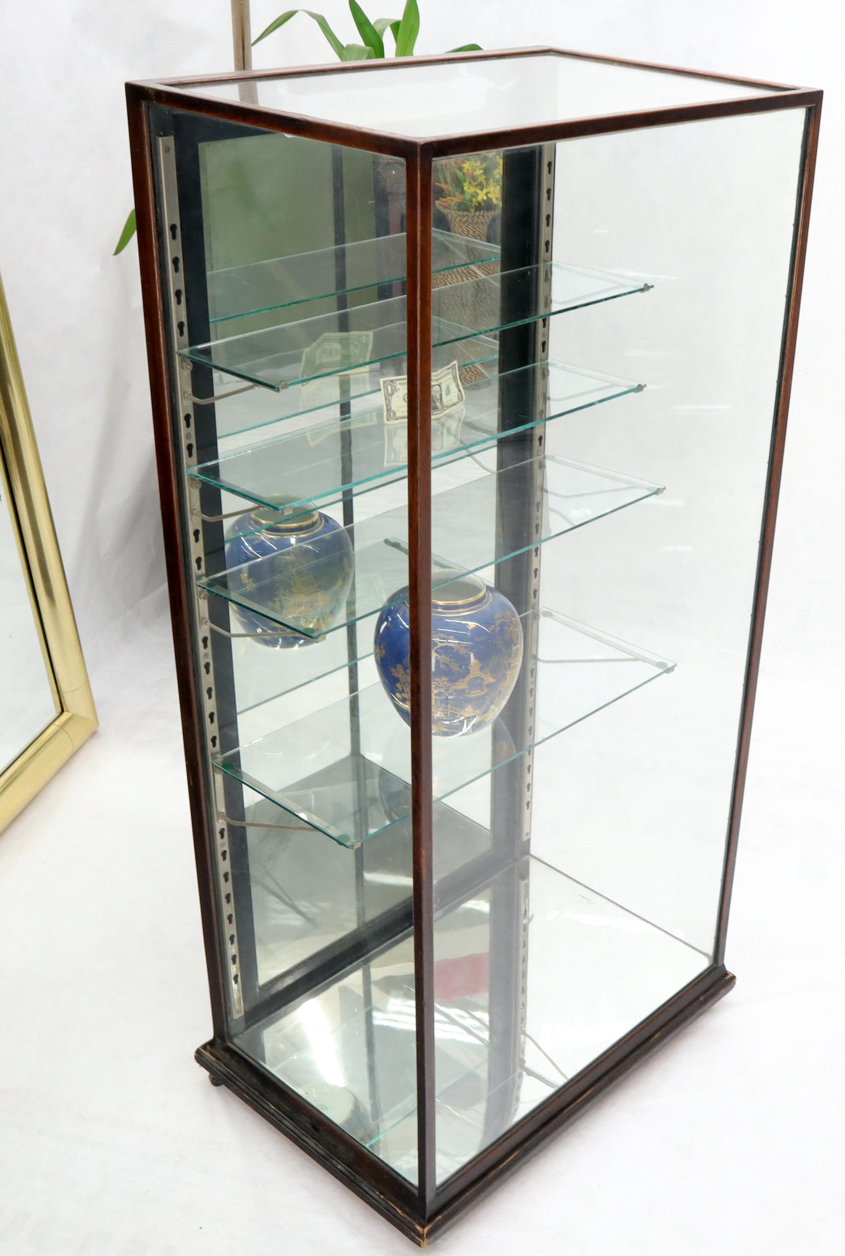 Glass Solid Oak Art Deco Era Cube Shape Adjustable Shelves Show Case Vitrine For Sale