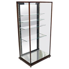 Vitrina de Roble Macizo de la Época Art Decó con Estantes Ajustables en Forma de Cubo