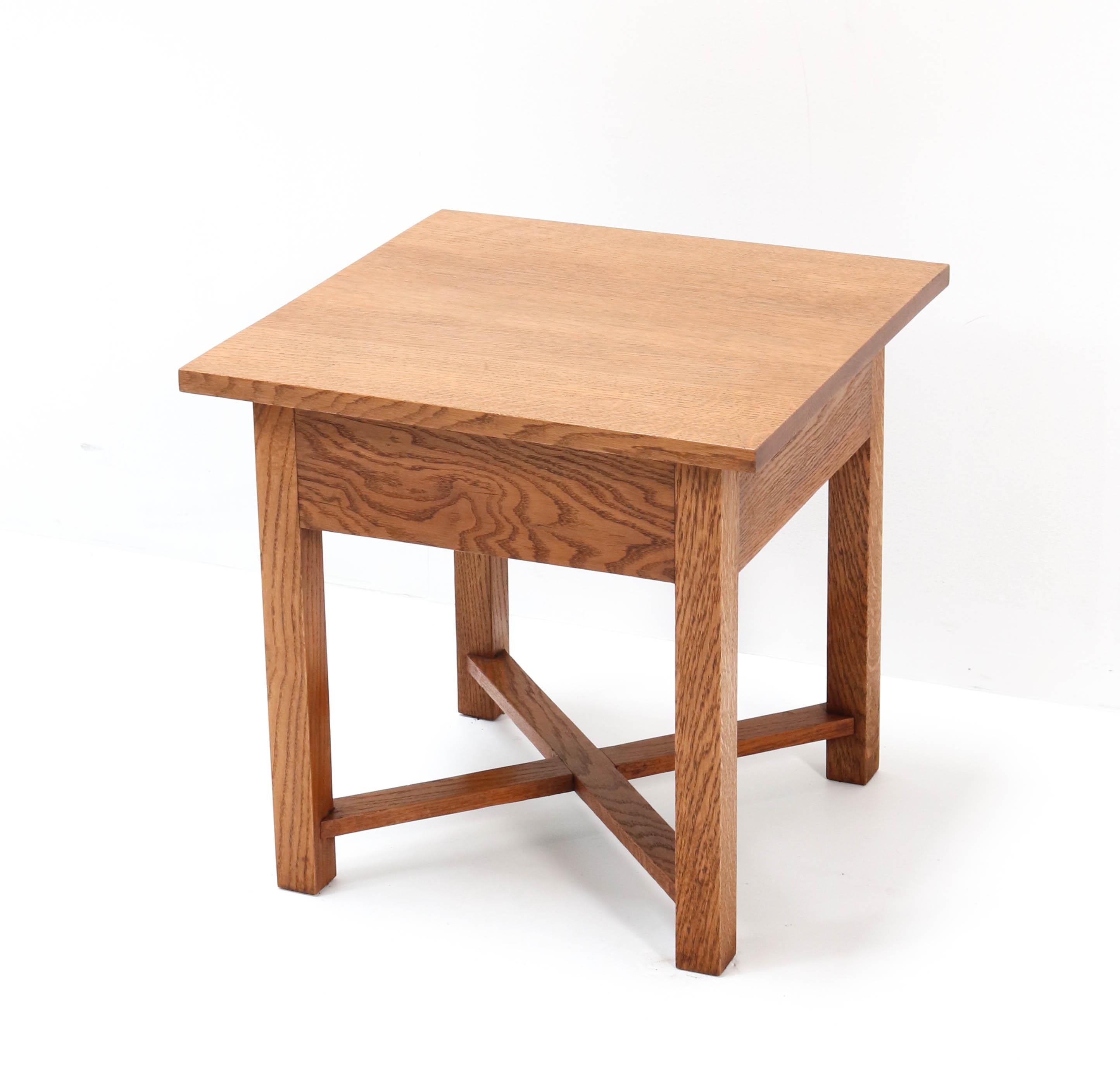 Dutch Solid Oak Art Deco Haagse School Side Table by Cor Alons, 1923 For Sale
