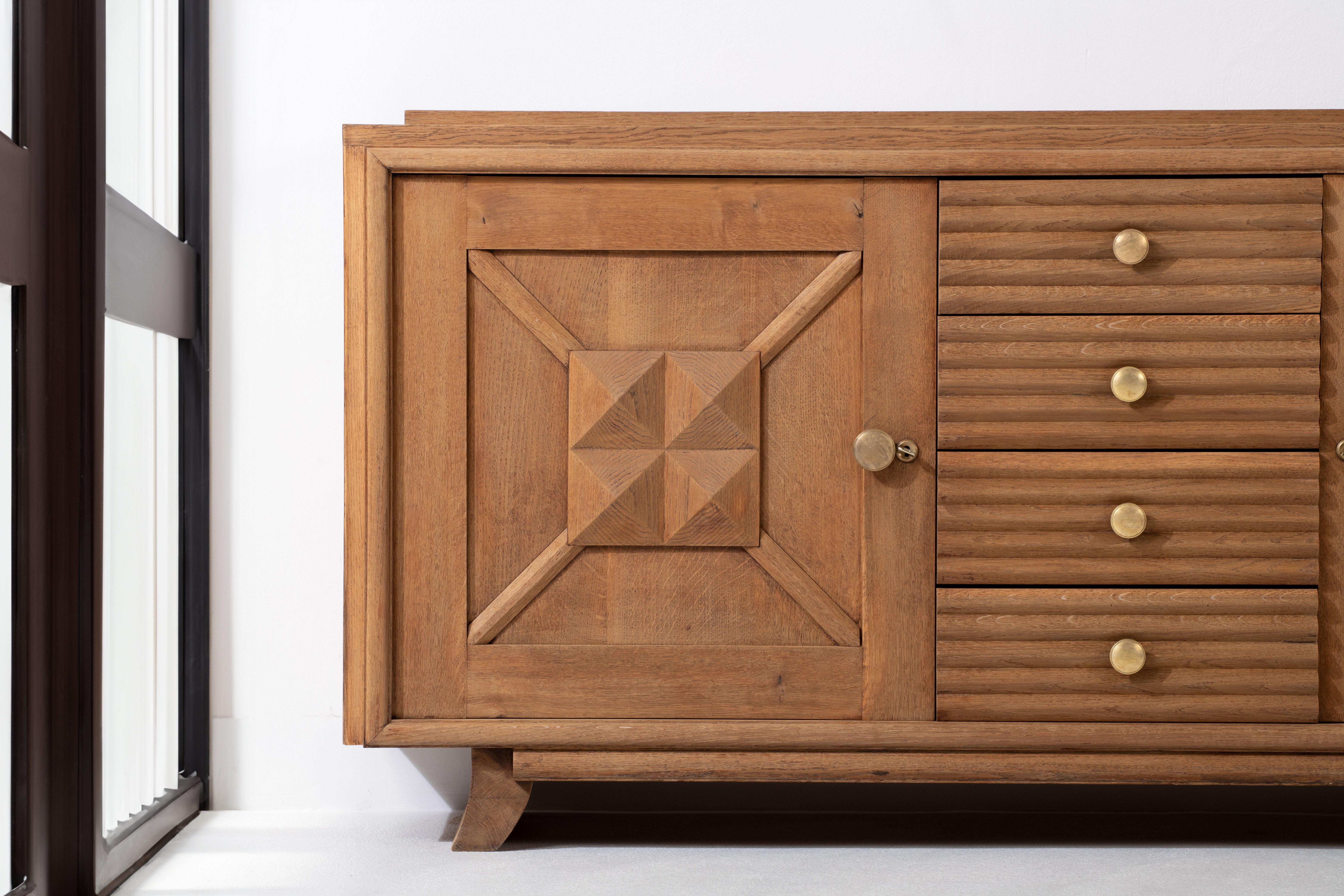 Enfilade Art Déco en chêne massif, 1940, France en vente 6