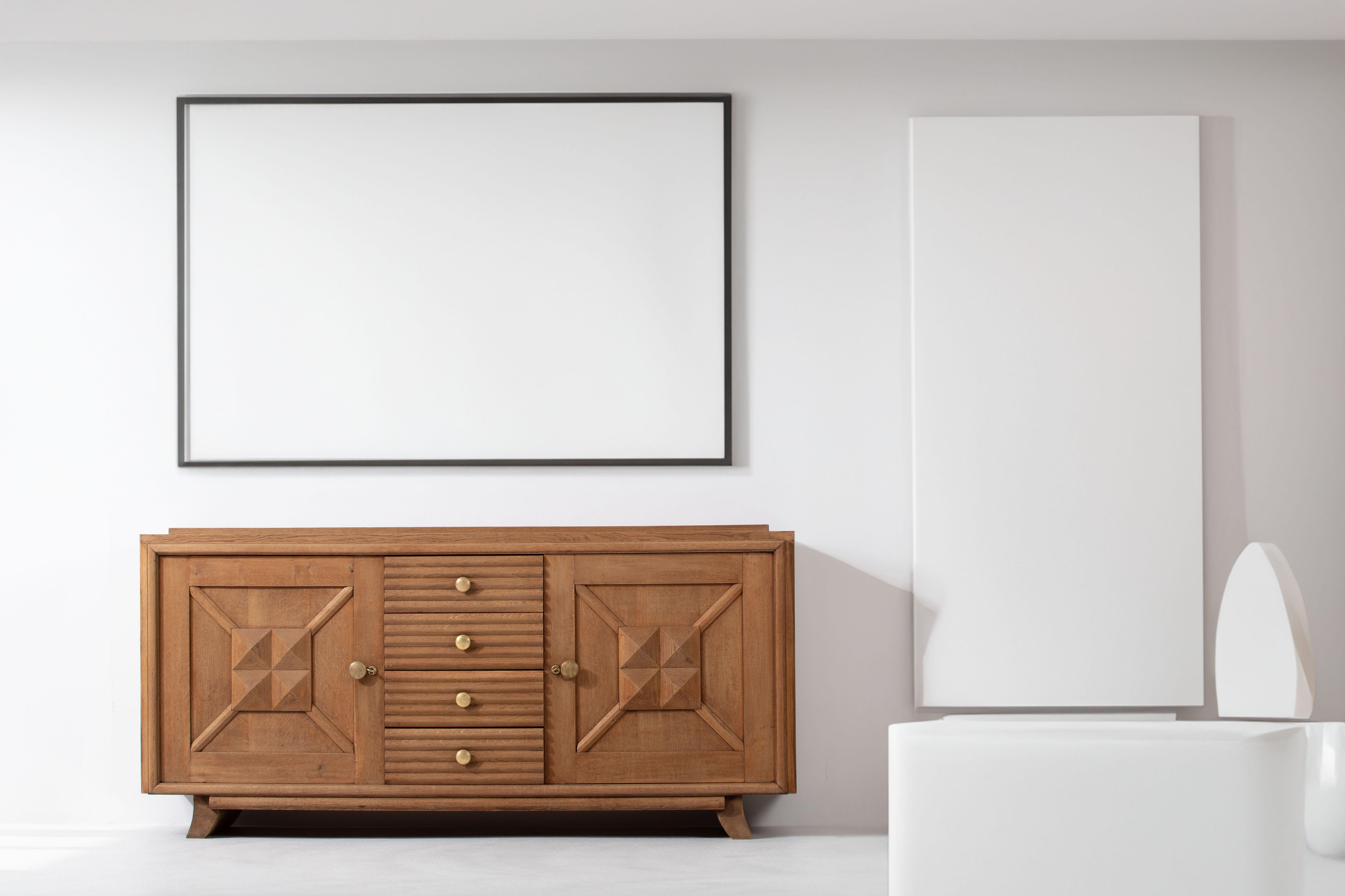 Enfilade Art Déco en chêne massif, 1940, France en vente 8