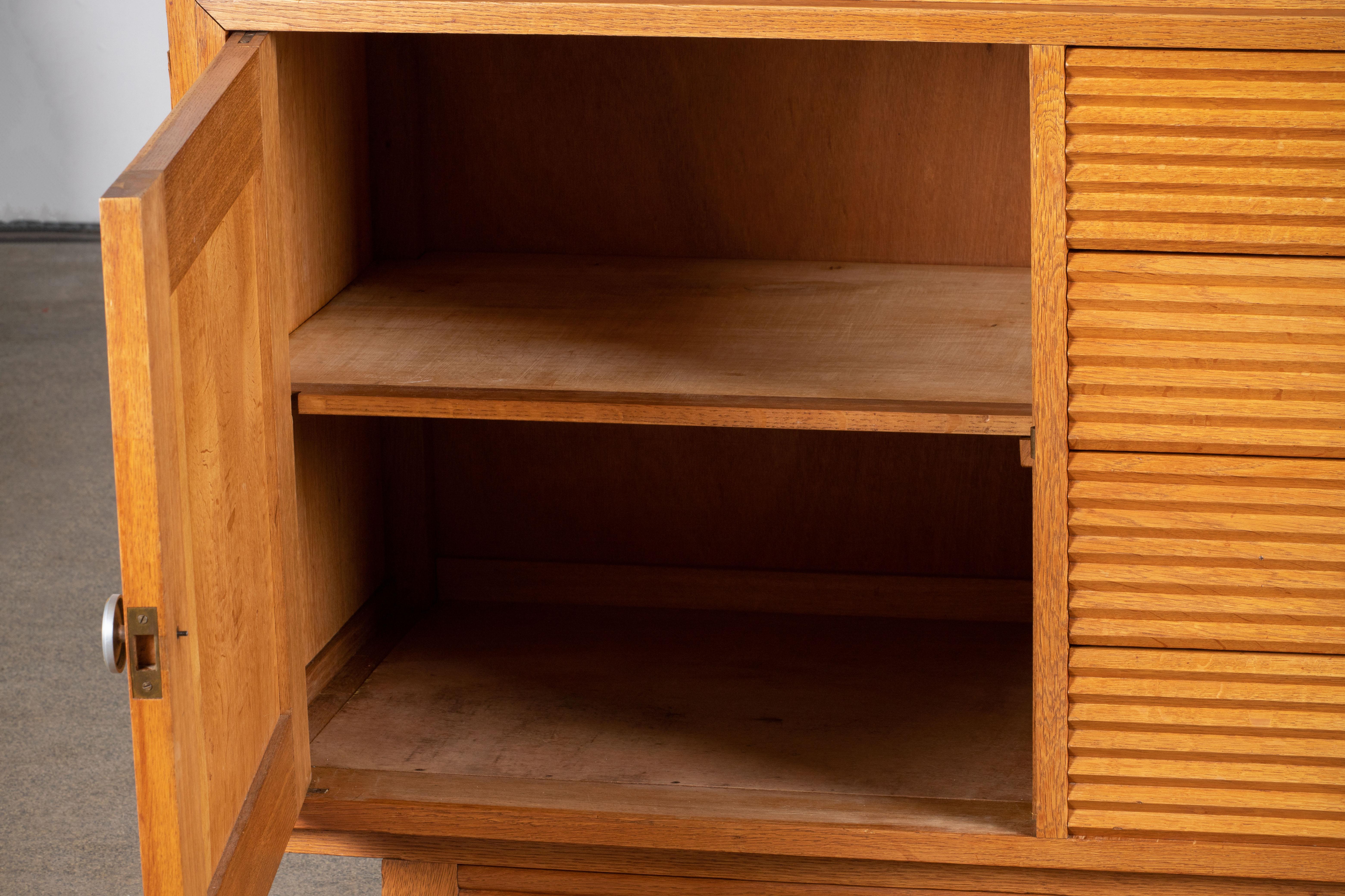 Solid Oak Art Deco Sideboard, 1940, France 3