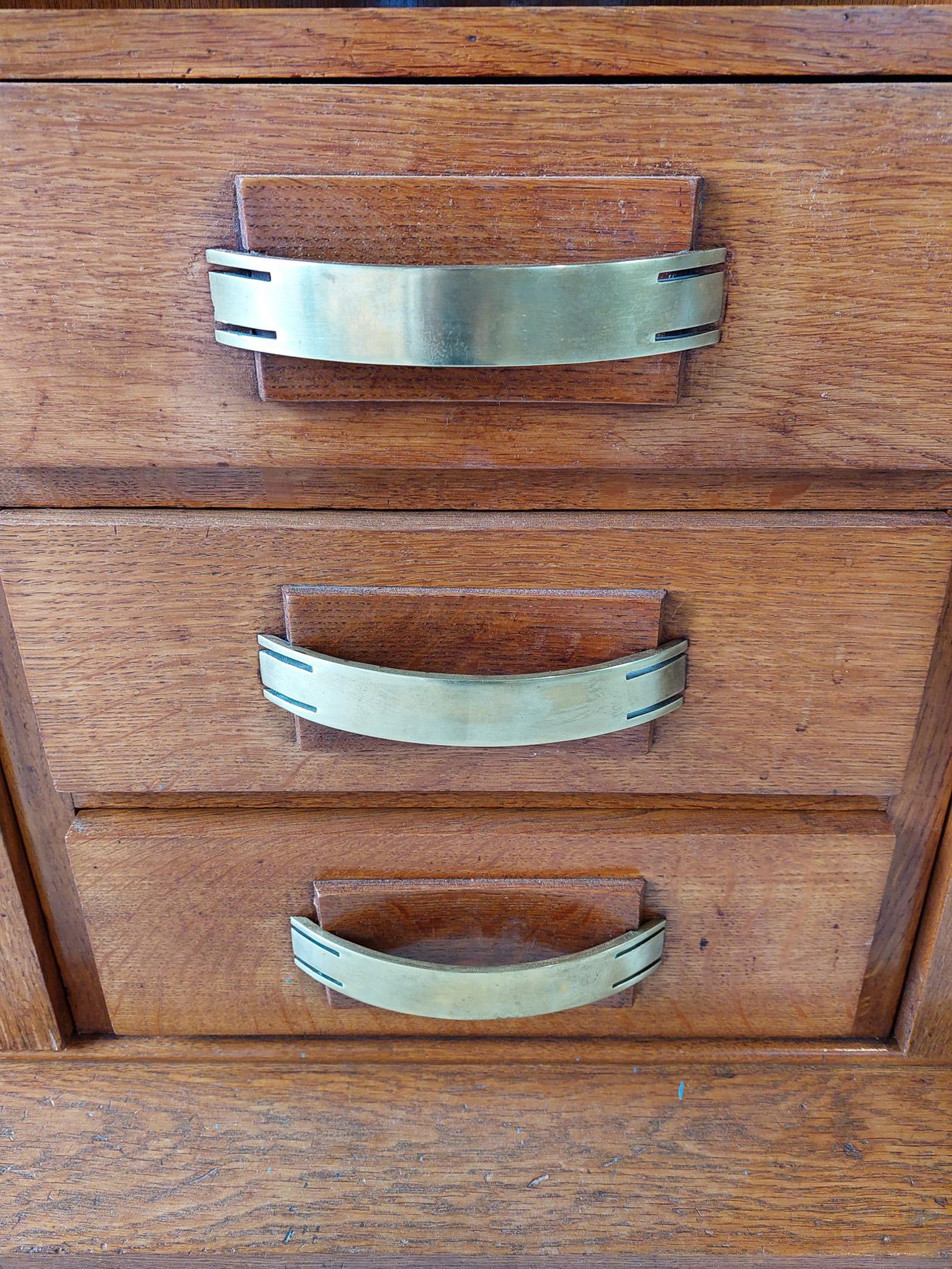 Solid Oak Art Deco Sideboard by Jean Royere for Maison Gouffé Paris, 1940s 1