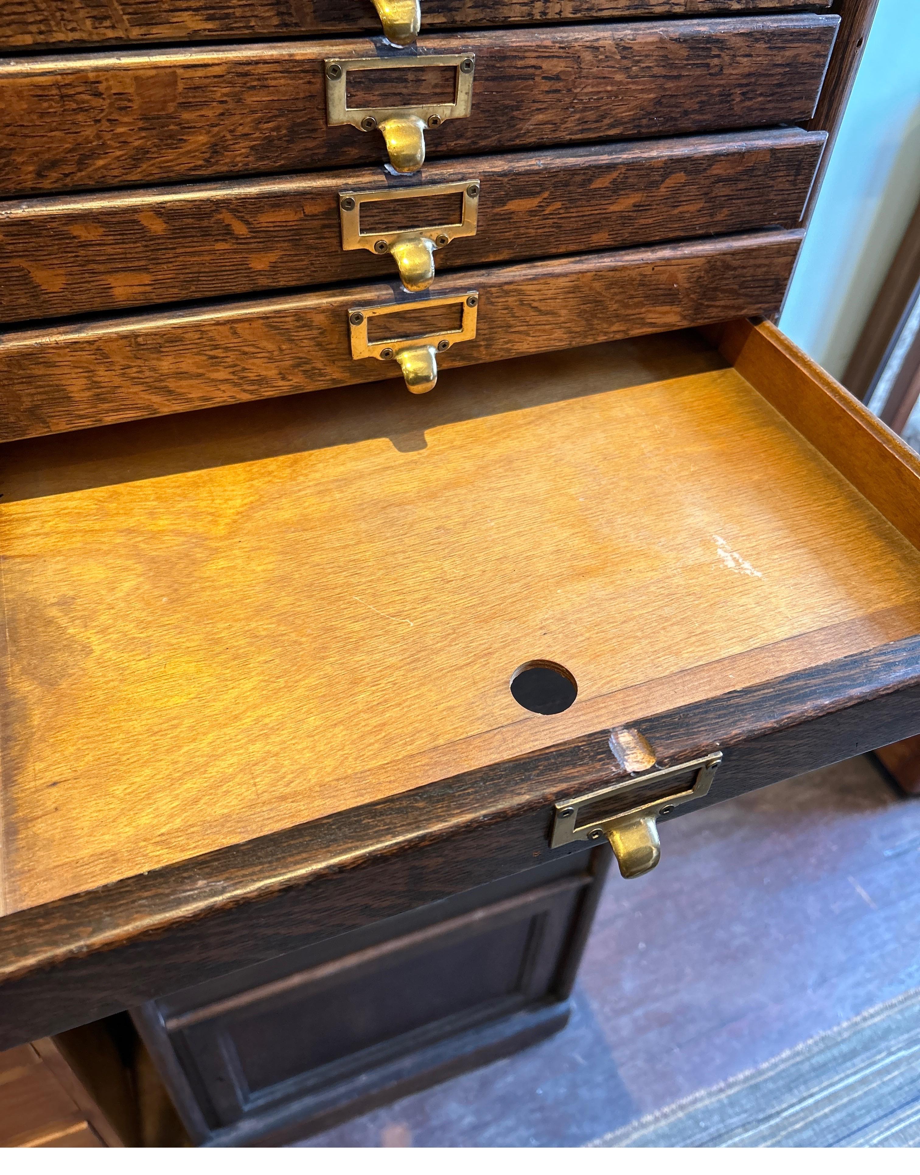 Solid Oak Arts & Crafts Barrister’s Cabinet With Brass Hardware For Sale 4