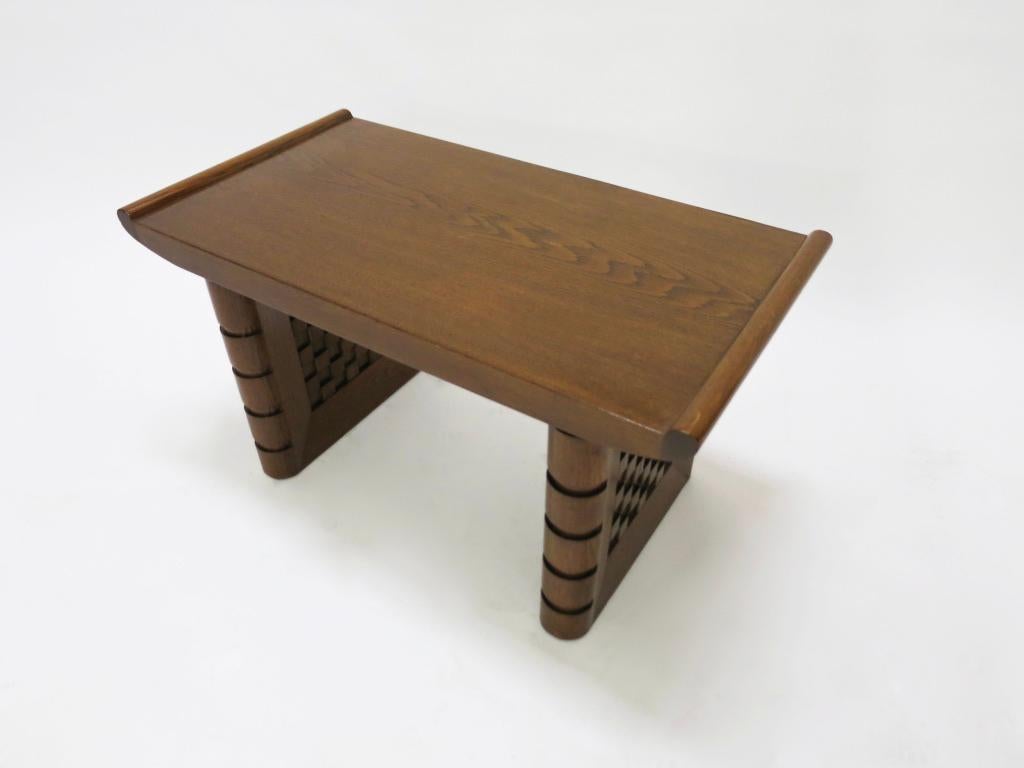 Mid-20th Century Solid Oak Bench by Charles Dudouyt, France, circa 1939