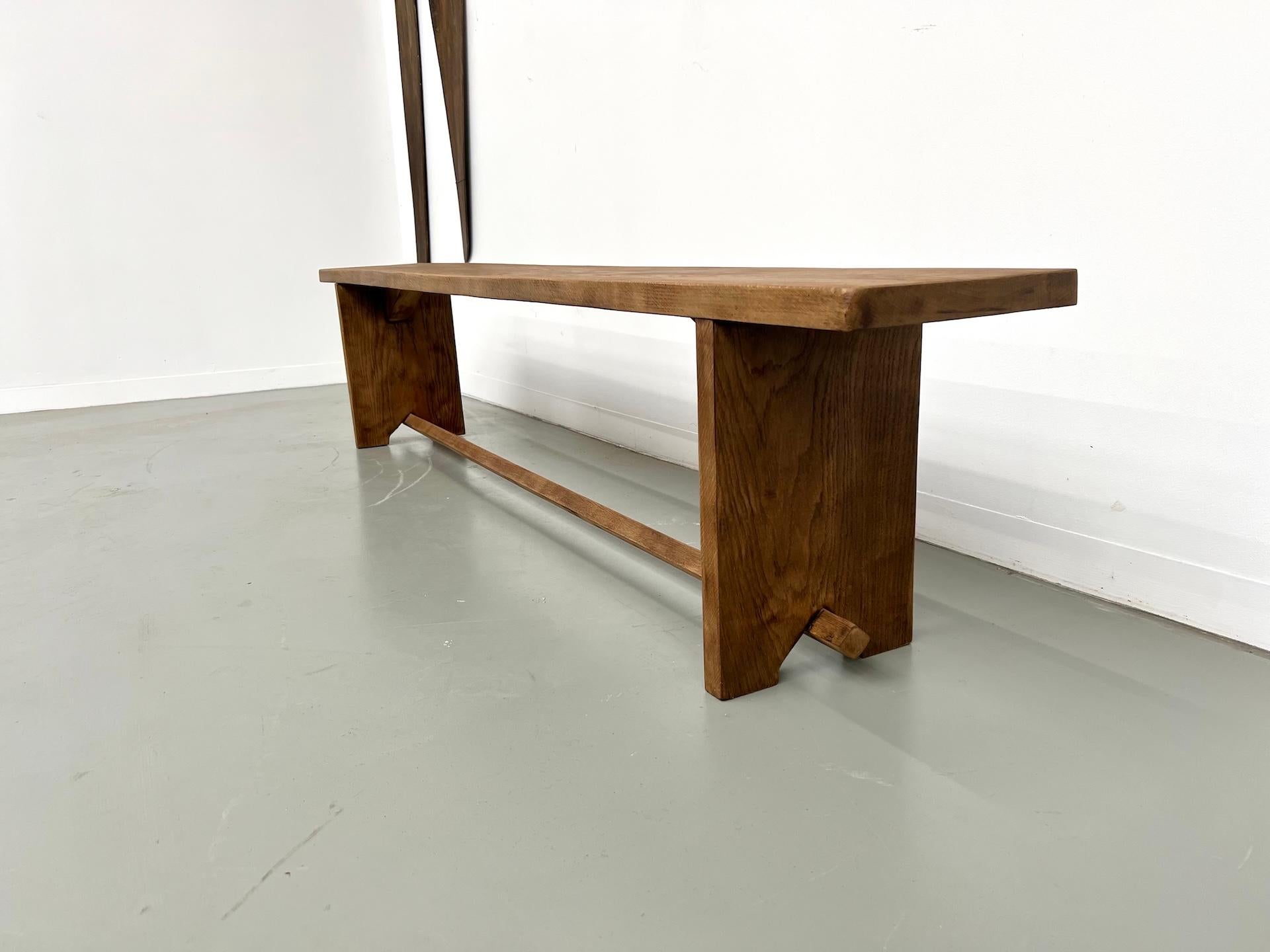 Banc en chêne massif, France, années 1950 en vente 4