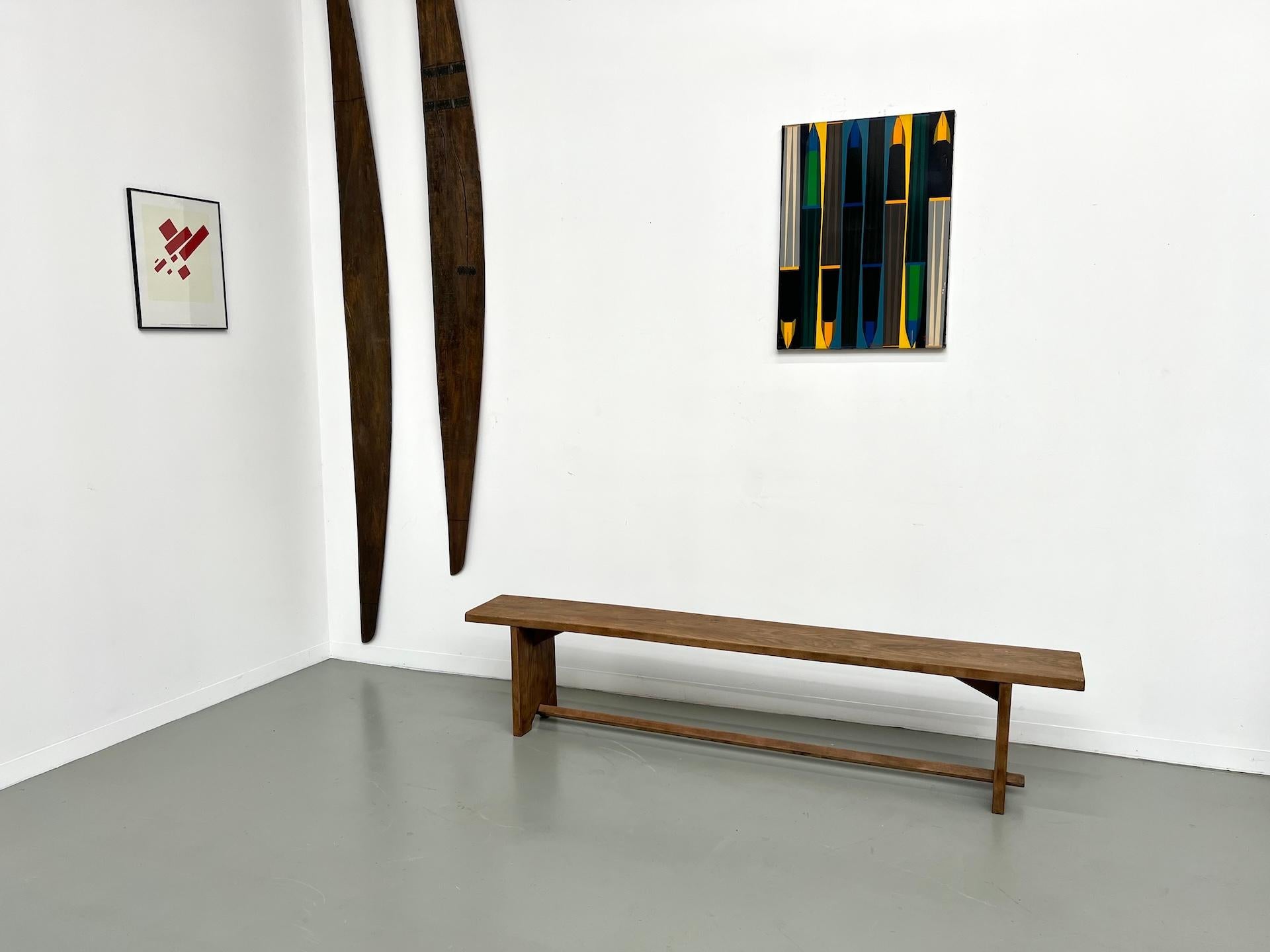 Banc en chêne massif, France, années 1950 Bon état - En vente à LYON, FR