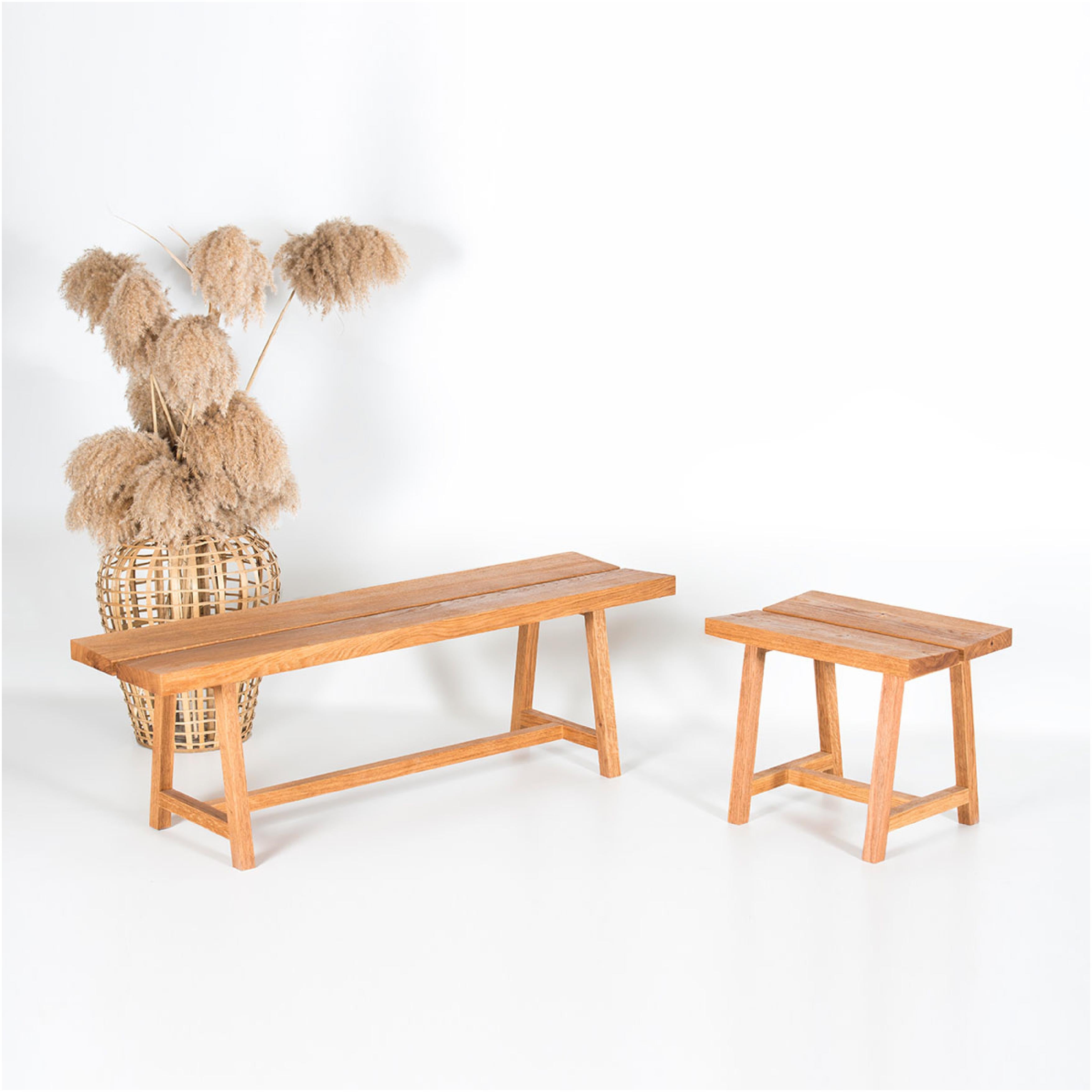 Hand-Crafted Solid Oak Bench – PI -140 For Sale