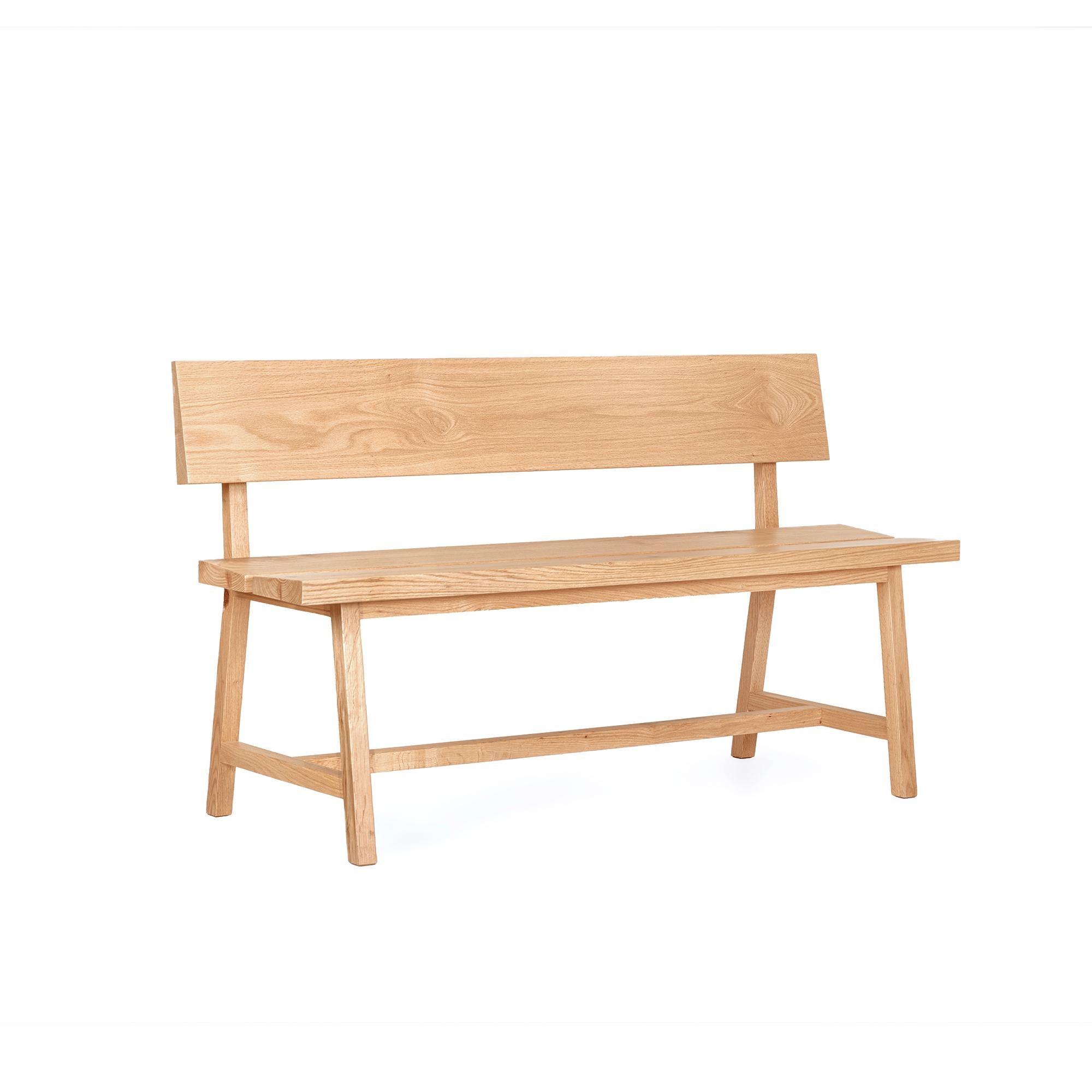 Solid Oak Bench with Backrest – PI - 160 cm