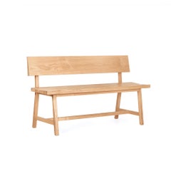 Solid Oak Bench with Backrest – PI - 160 cm
