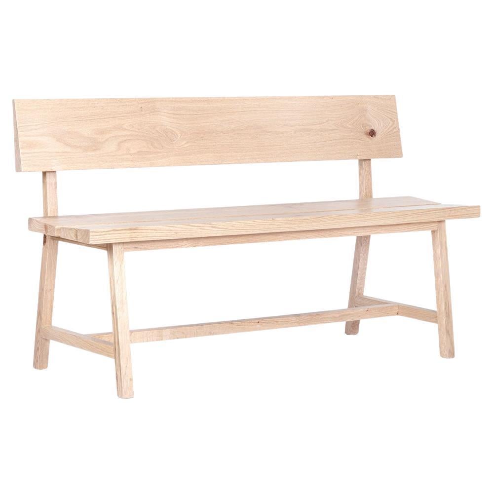 Solid Oak Bench with Backrest– PI - 160 cm