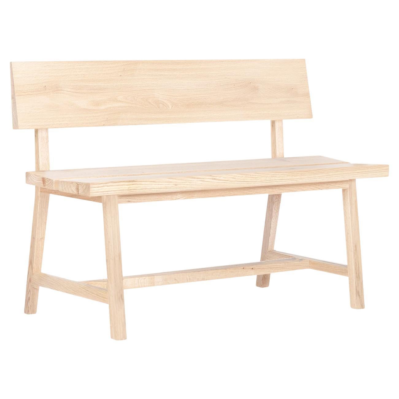 Solid Oak Bench with Backrest – PI - 140 cm