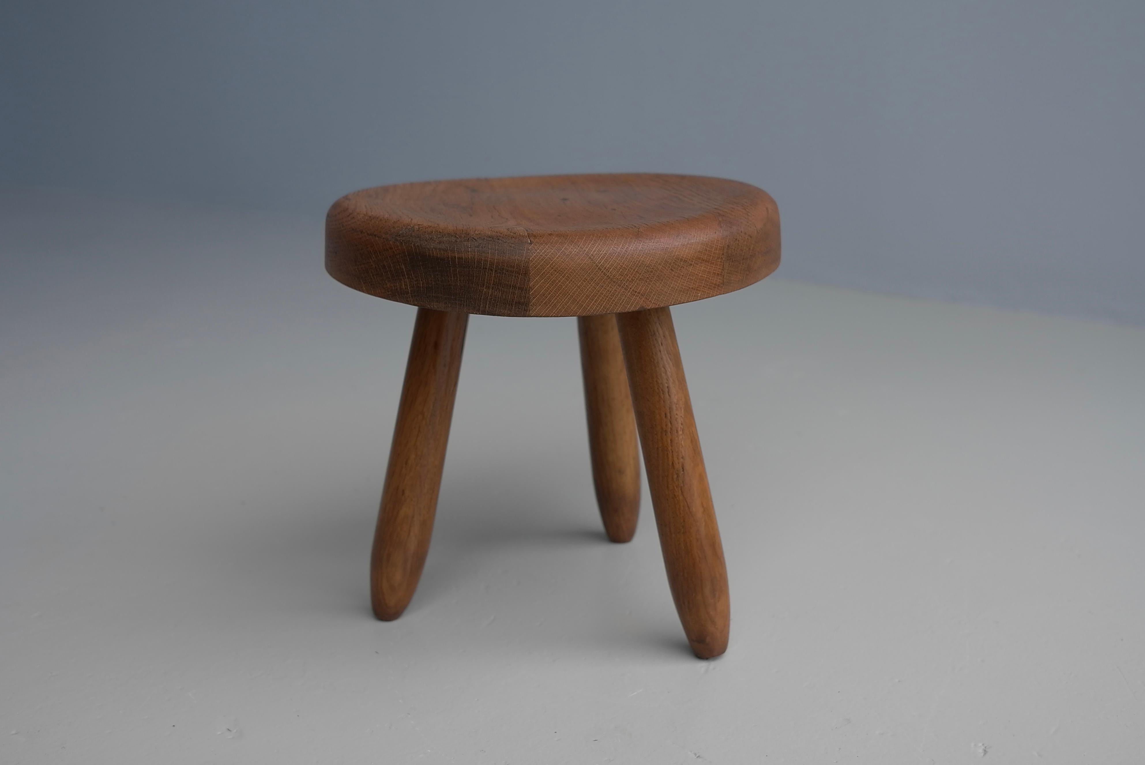 Solid Oak ' Berger' Stool in Style of Charlotte Perriand, France, 1950's For Sale 4