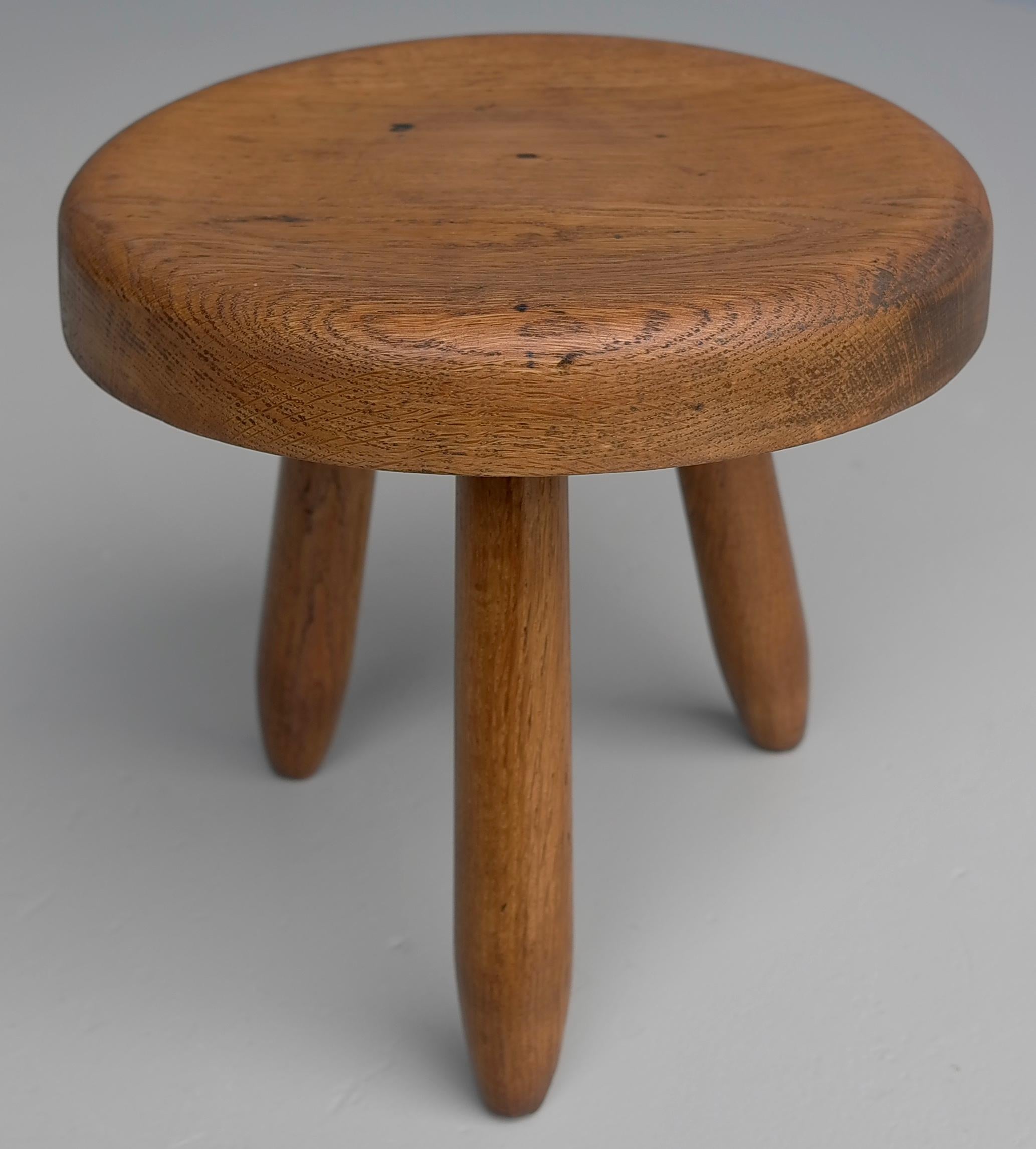 Solid Oak ' Berger' Stool in Style of Charlotte Perriand, France, 1950's For Sale 6