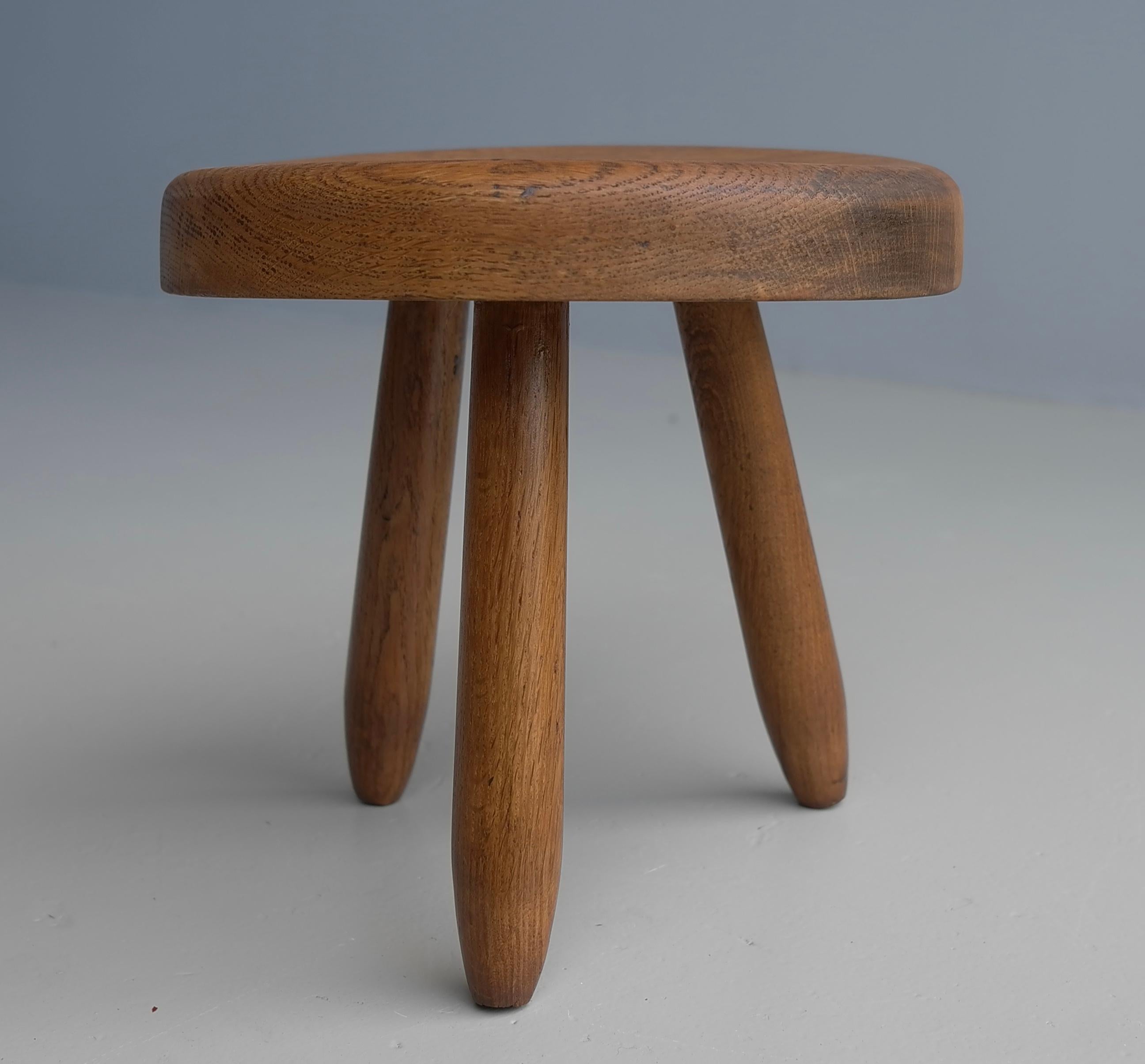 Solid Oak ' Berger' Stool in Style of Charlotte Perriand, France, 1950's For Sale 1