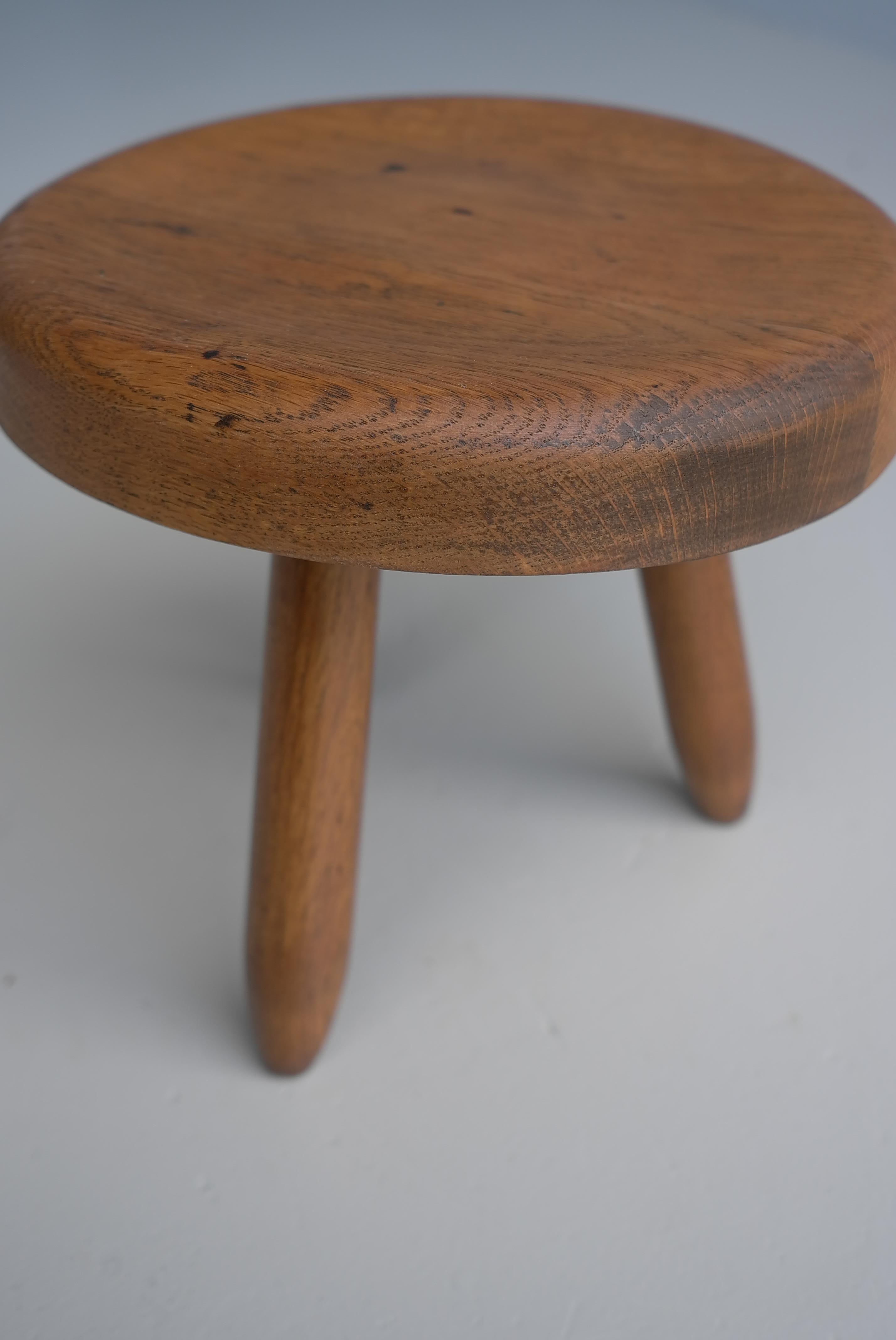 Solid Oak ' Berger' Stool in Style of Charlotte Perriand, France, 1950's For Sale 3