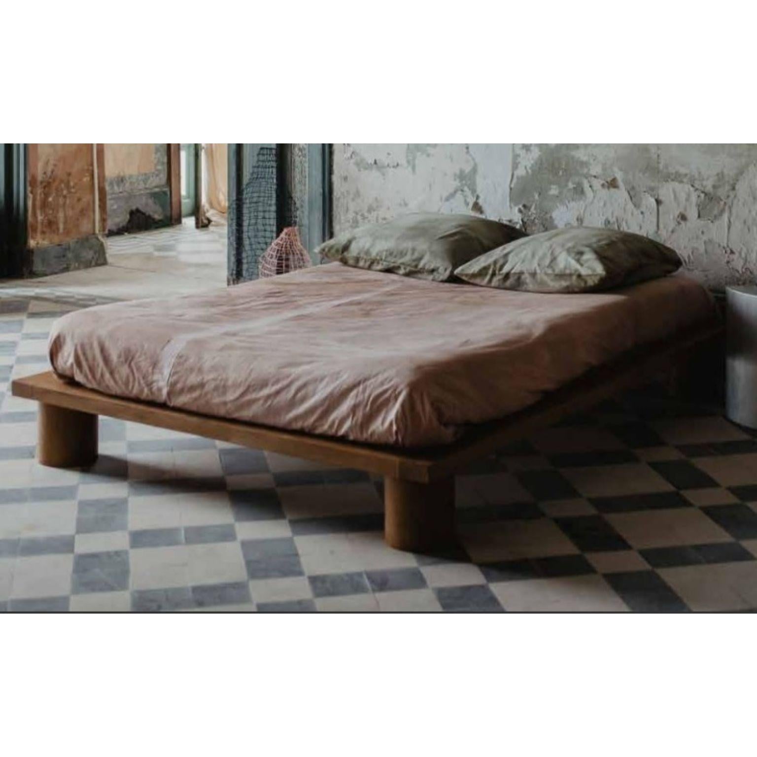 Solid Oak Big Bed by Mylene Niedzialkowski
Dimensions: L 160 x W 200.
Materials: Solid oak wood.

A solid oak bed with turned legs, available in several sizes and made entirely handmade in the South West. Made from solid oak from French eco-managed
