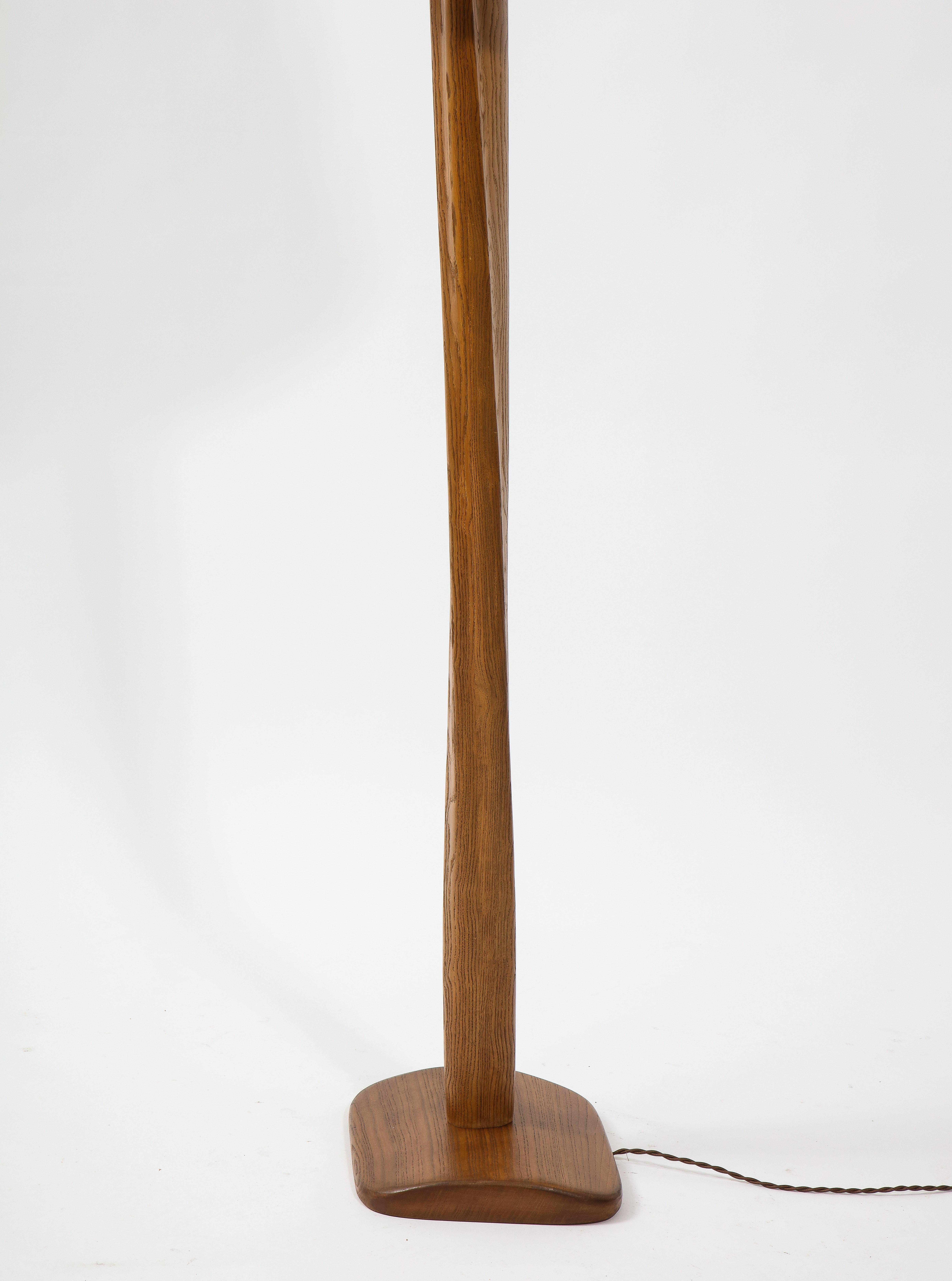 Solid Oak Biomorphic Floor Lamp, USA 1950's In Good Condition In New York, NY