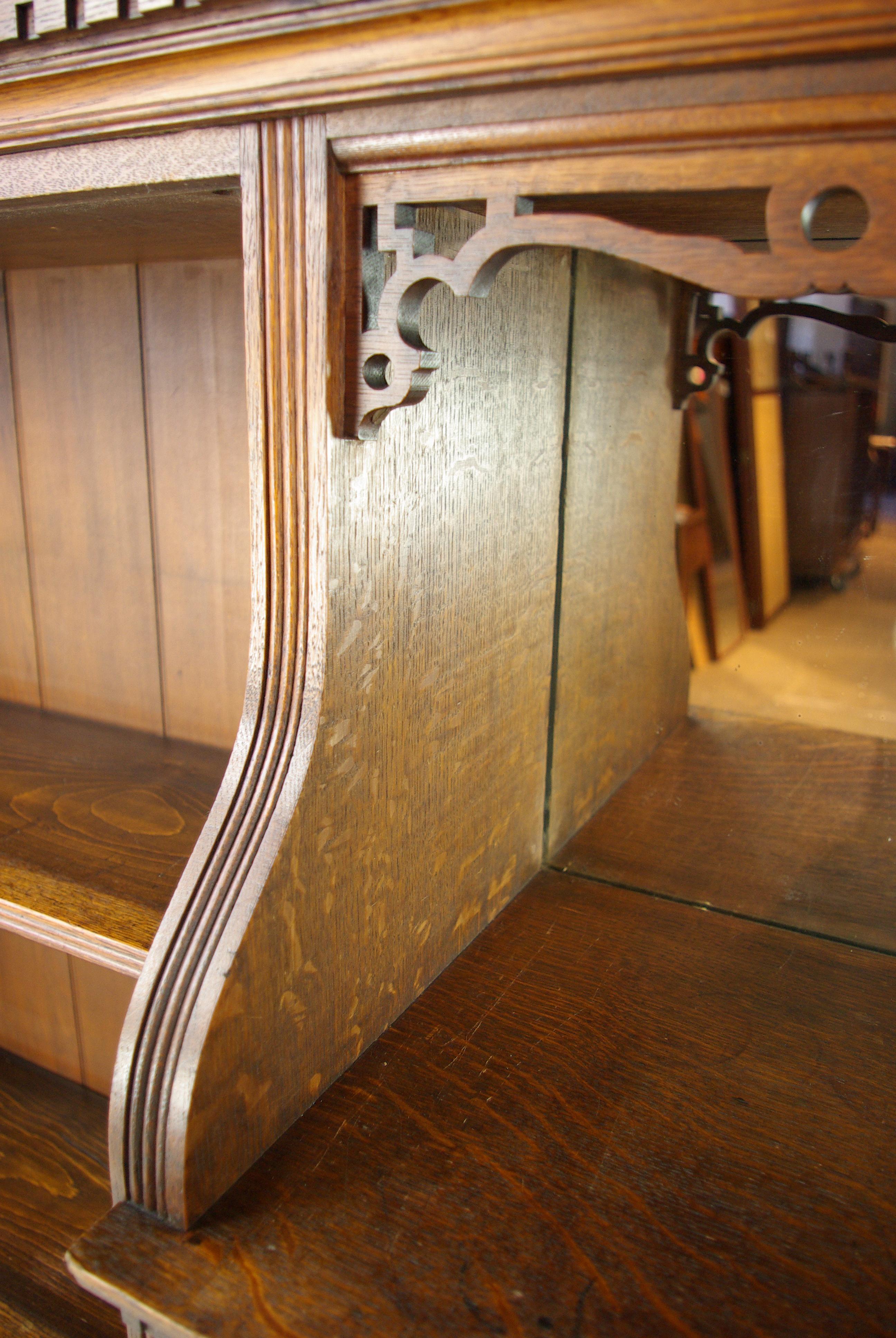 Solid Oak Bookcase, Open Bookcase, Victorian Tiger Oak, Scotland, 1890, B1192 5