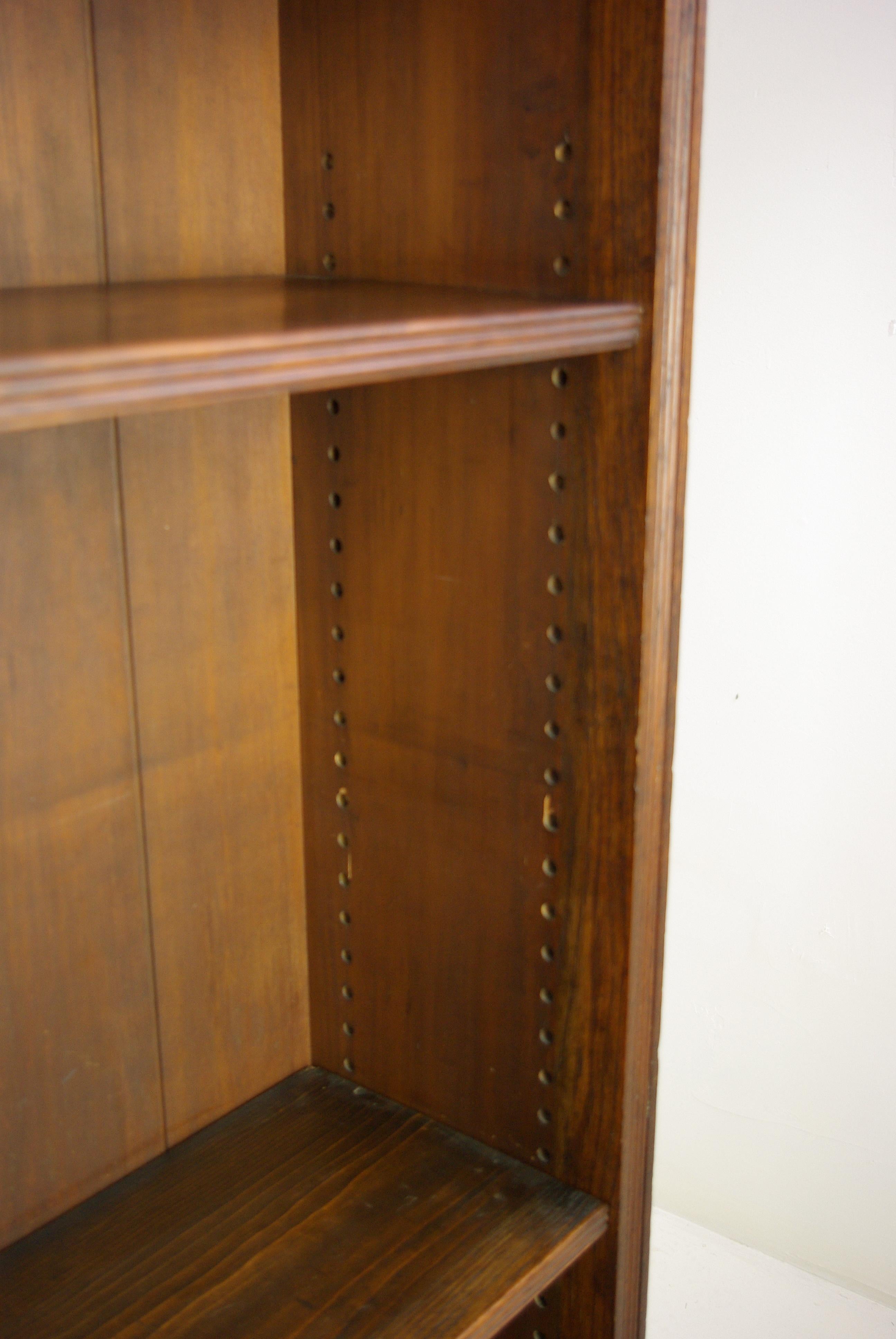 Solid Oak Bookcase, Open Bookcase, Victorian Tiger Oak, Scotland, 1890, B1192 2