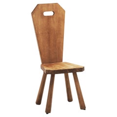 Vintage Solid Oak Brutalist Chair, France ca 1940s