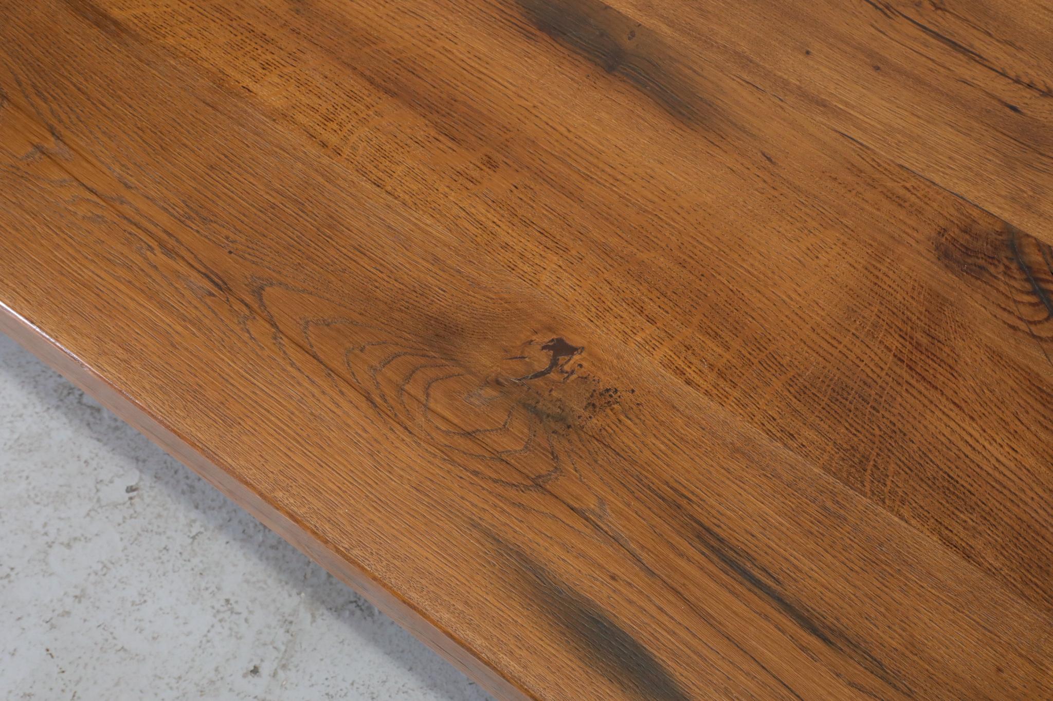 Solid Oak Brutalist Coffee Table Inspired by Pierre Chapo 8