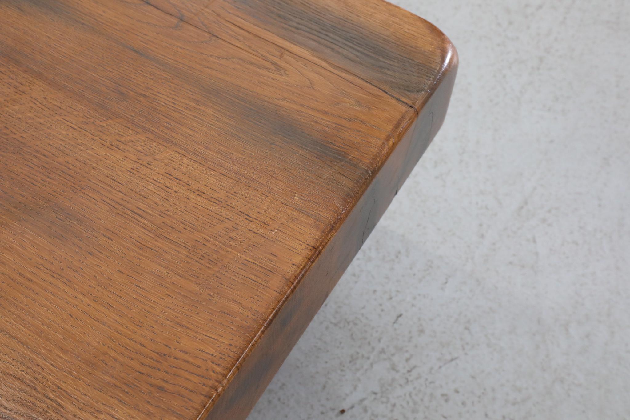 Solid Oak Brutalist Coffee Table Inspired by Pierre Chapo 9
