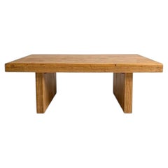 Solid Oak Brutalist Coffee Table - Japanese Modern - 1990