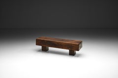 Solid Oak Brutalist Coffee Table, The Netherlands 1960s