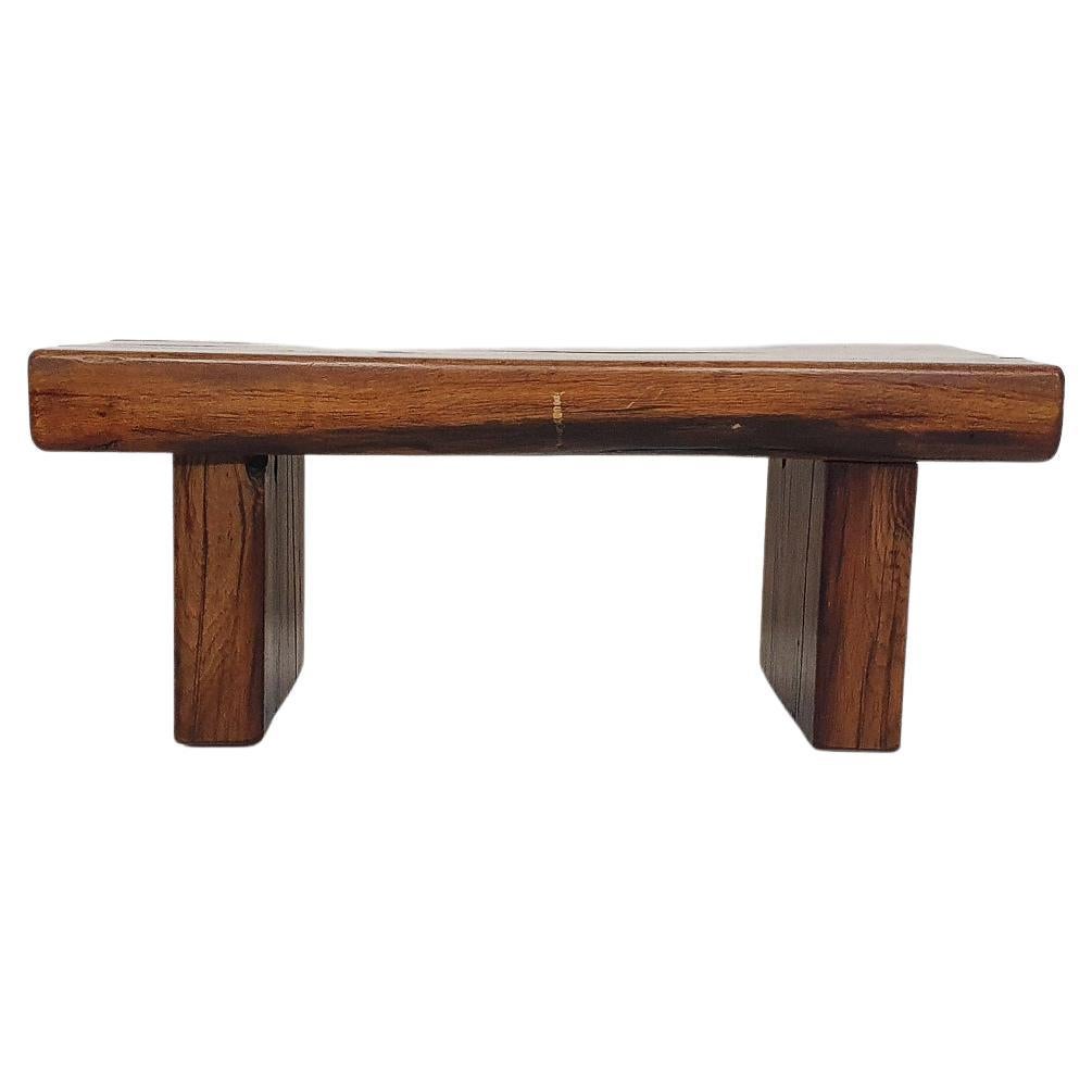Solid Oak Brutalist Side Table or Bench, France 1970's
