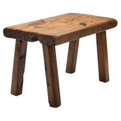Table d'appoint brutaliste en Oak massif, Pays-Bas 1970